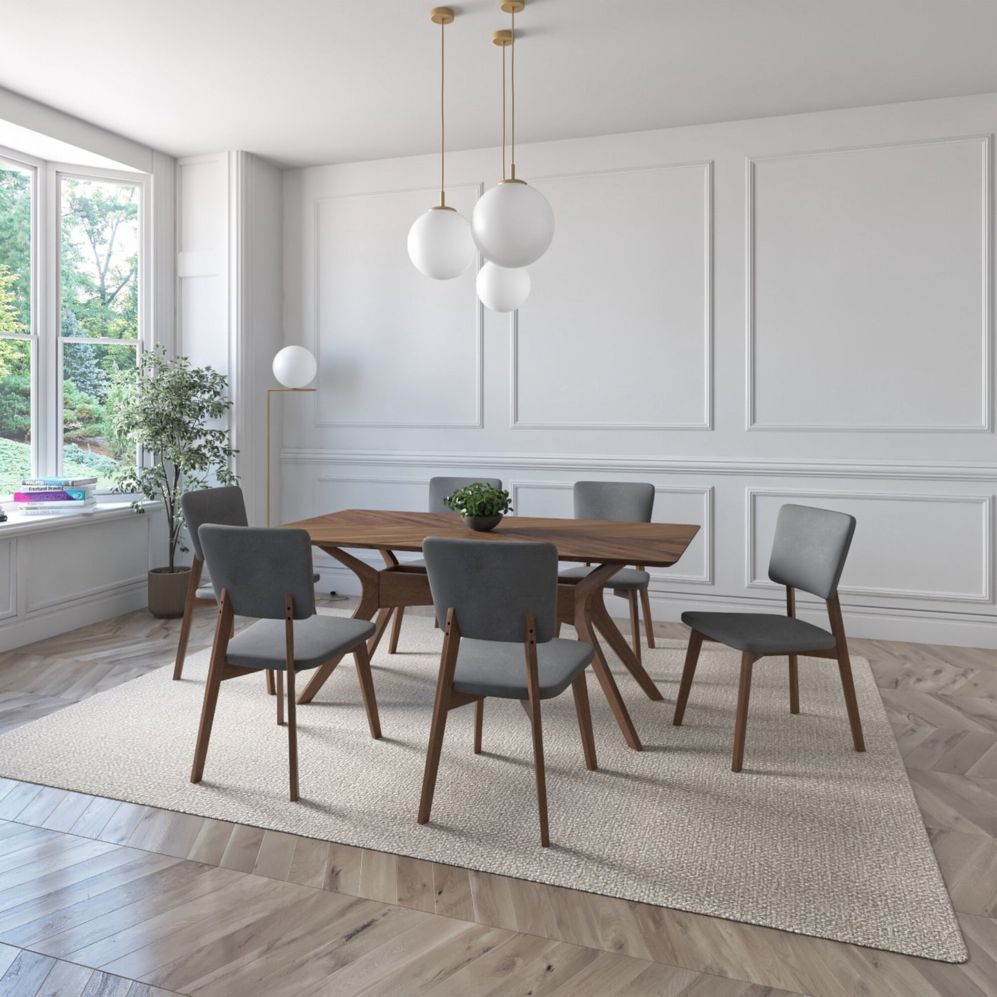 Juego de Comedor Aspen de Madera con 6 Sillas Tapizadas