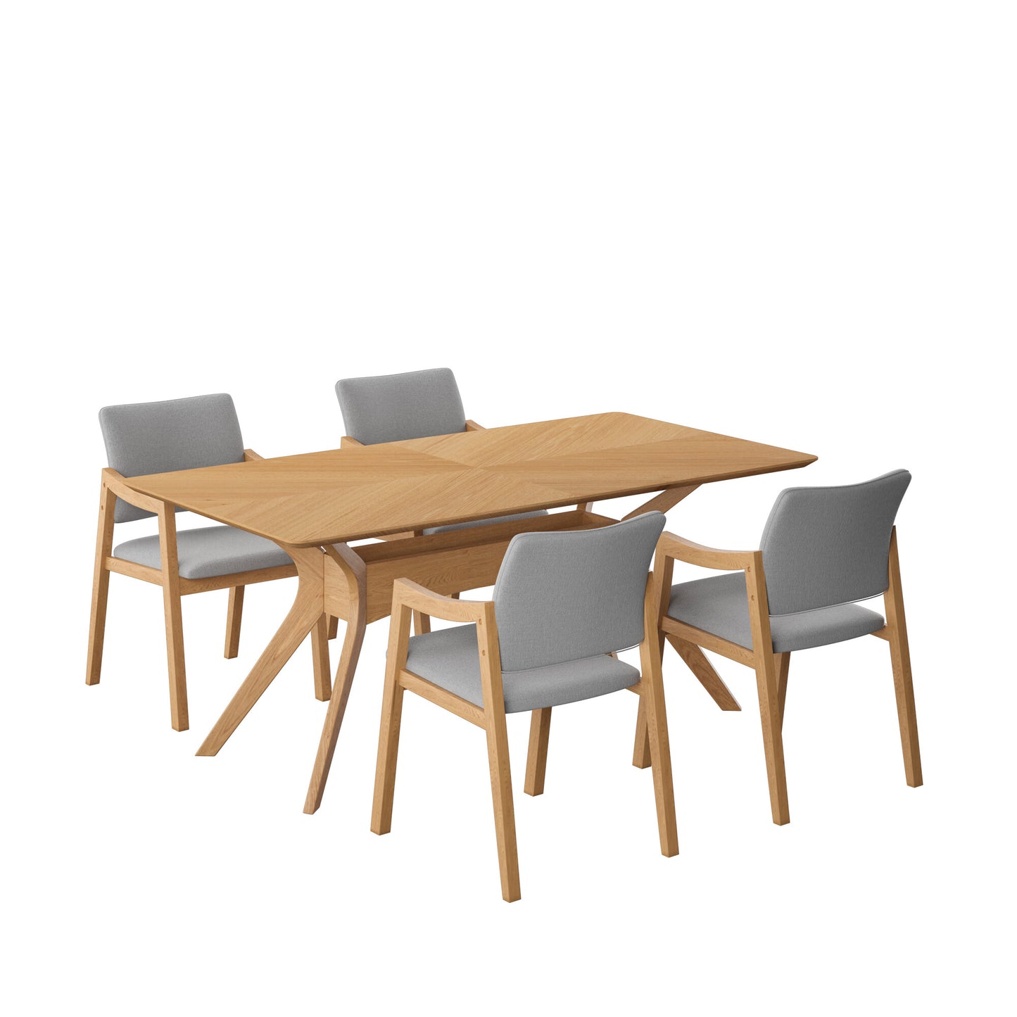Juego de Comedor Ibiza de Madera con 4 Sillas Tapizadas