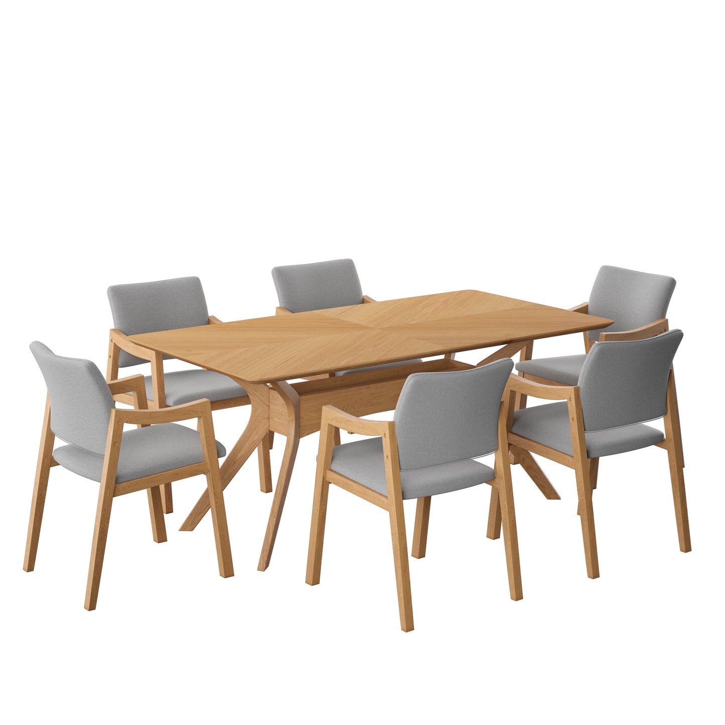 Juego de Comedor Ibiza de Madera con 6 Sillas Tapizadas
