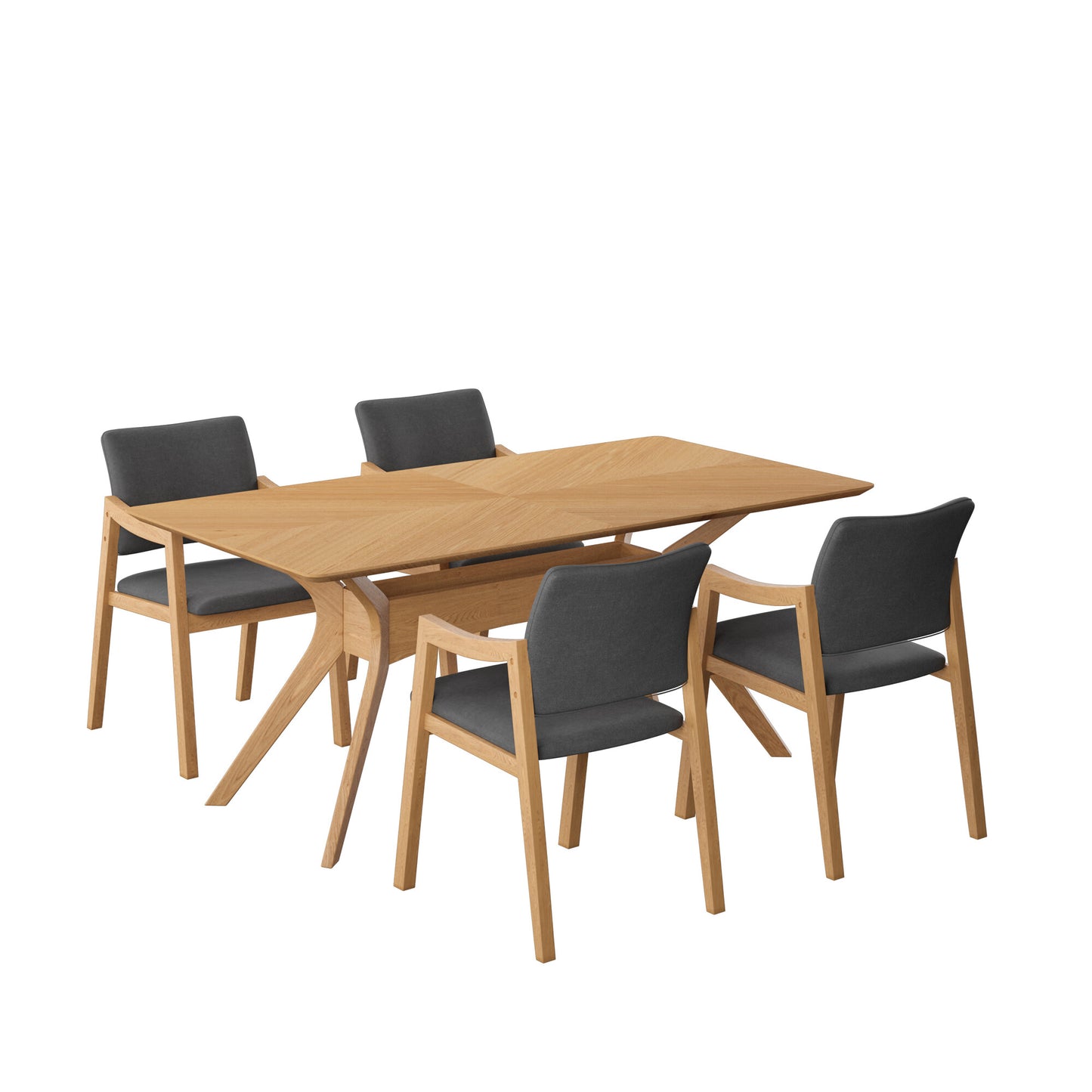Juego de Comedor Ibiza de Madera con 4 Sillas Tapizadas