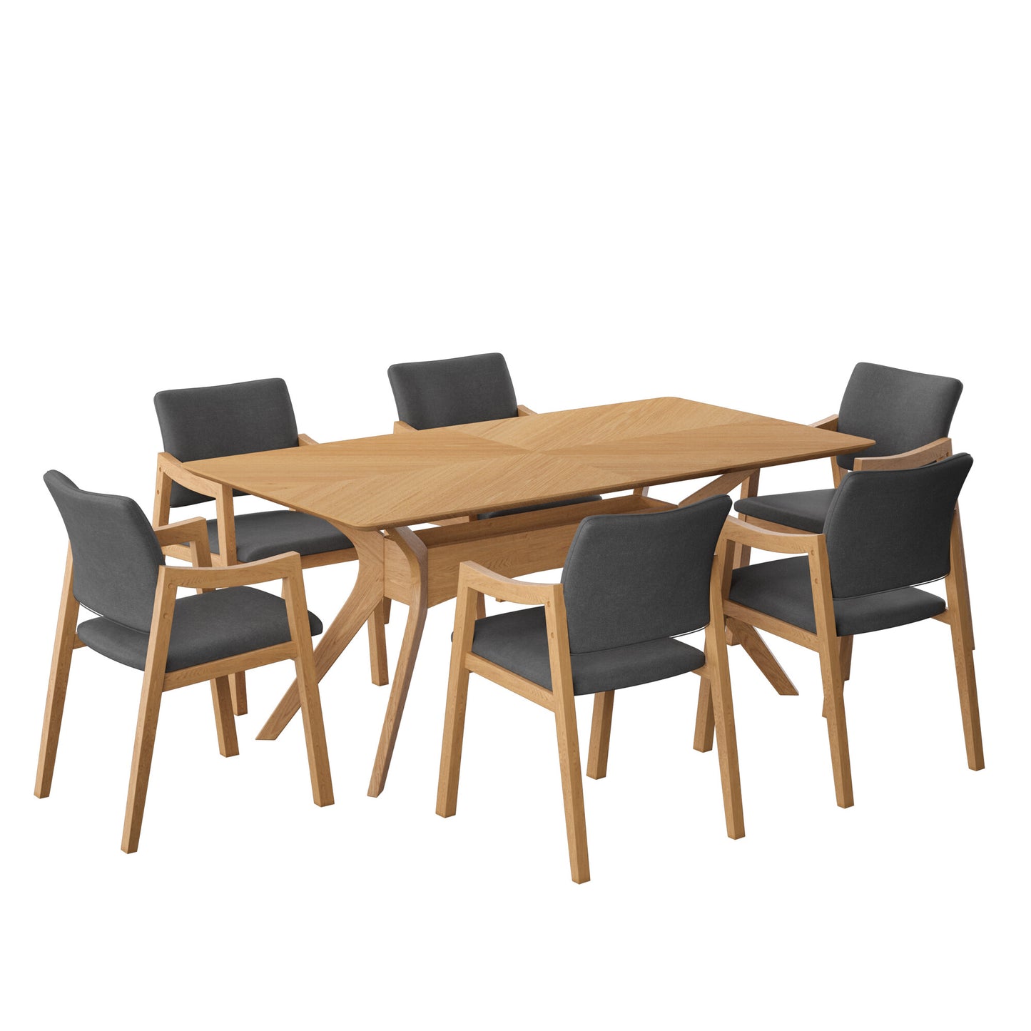 Juego de Comedor Ibiza de Madera con 6 Sillas Tapizadas