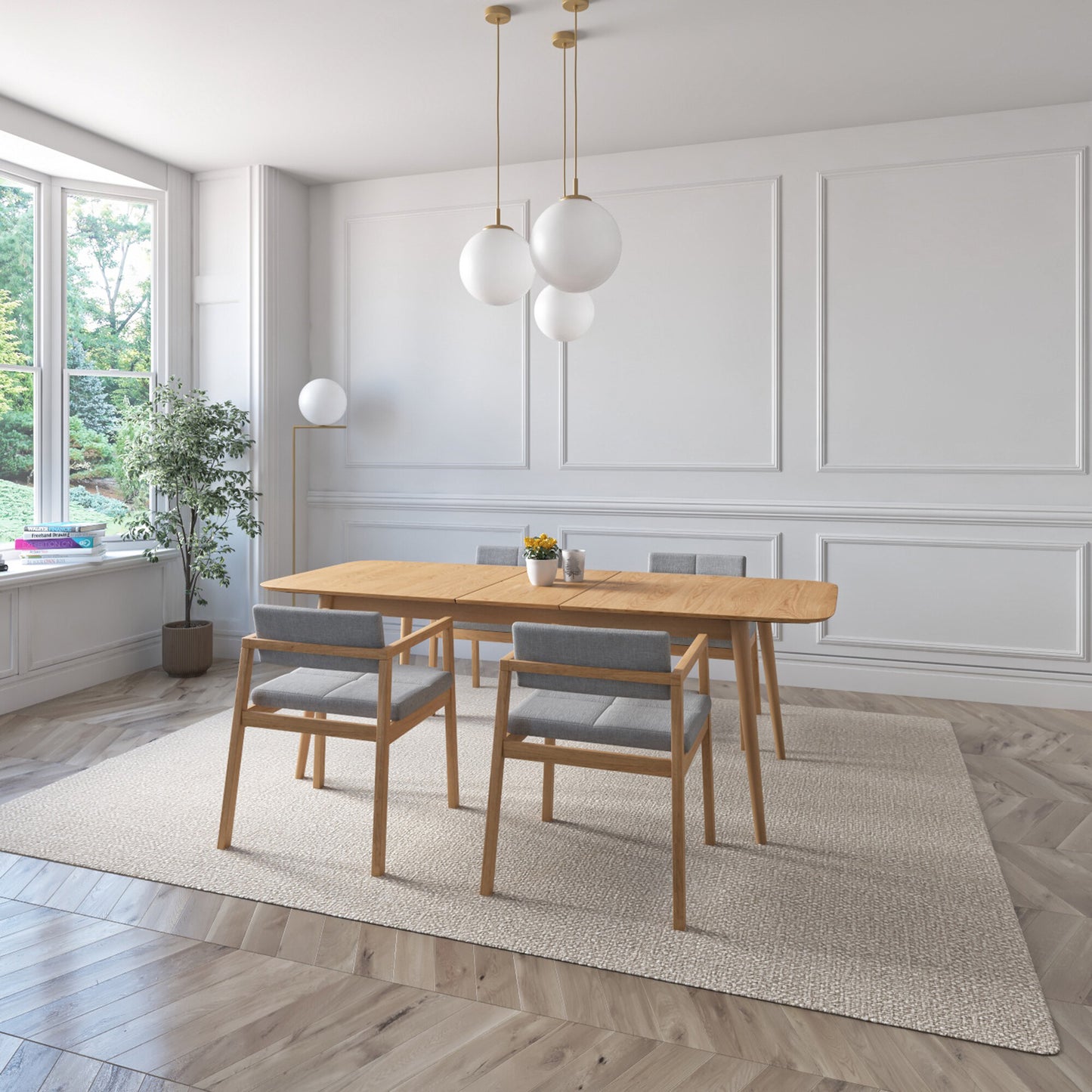 Juego de Comedor Extensible Praga de Madera con 4 Sillas