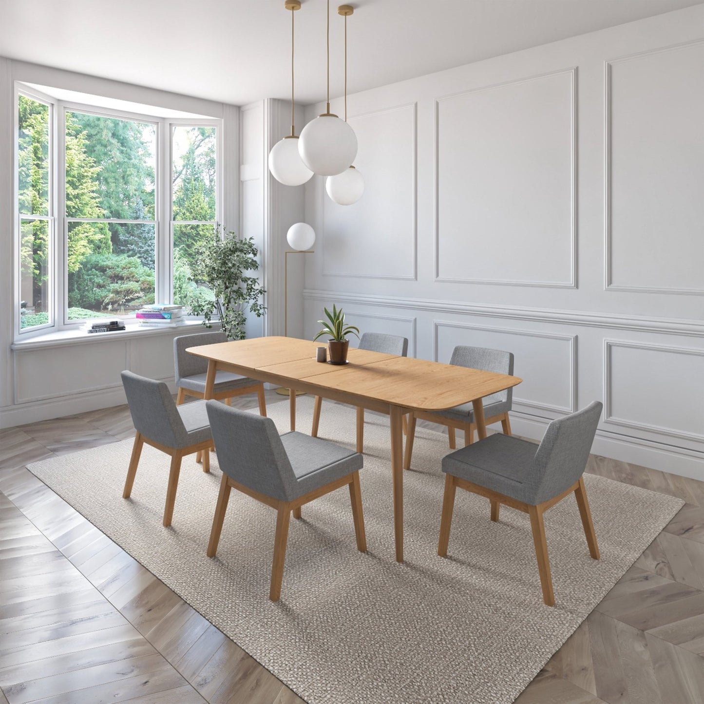 Juego de Comedor Extensible Cali de Madera con 6 Sillas