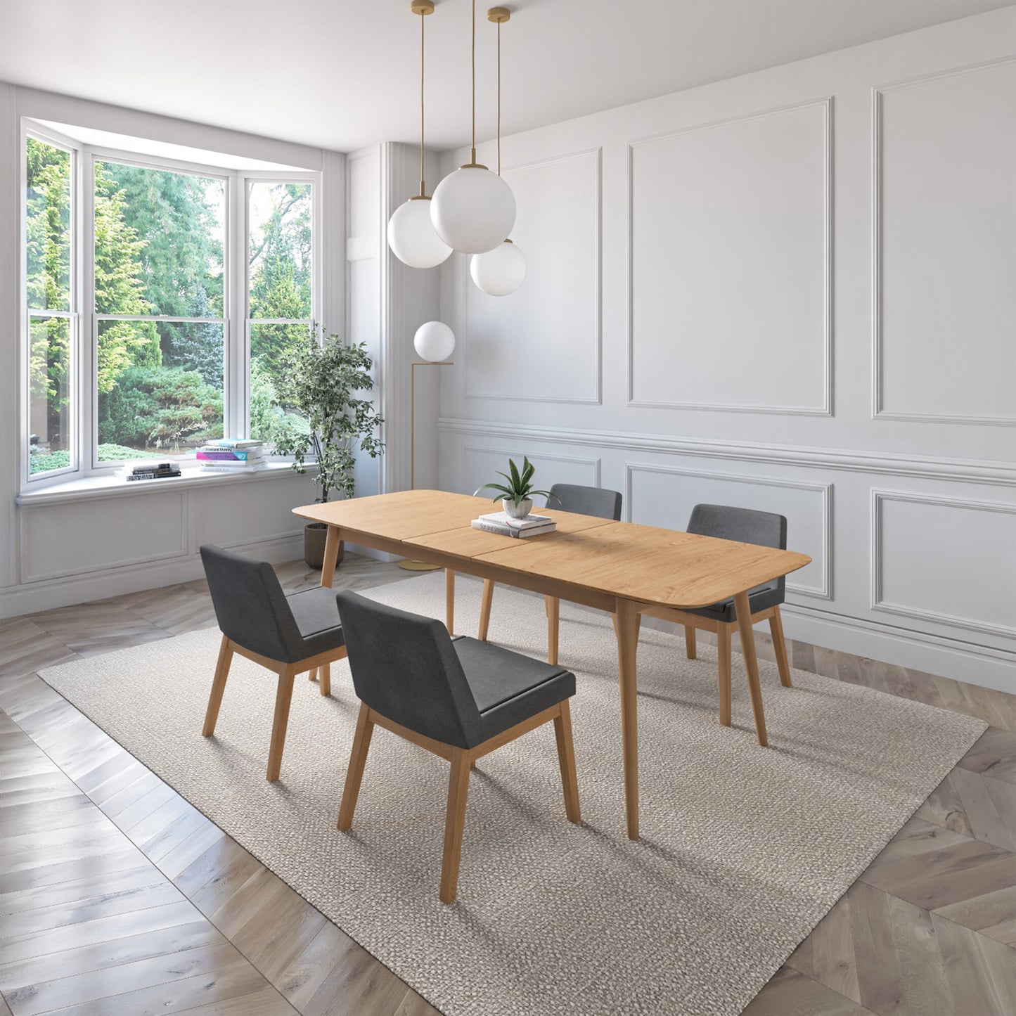 Juego de Comedor Extensible Cali de Madera con 4 Sillas