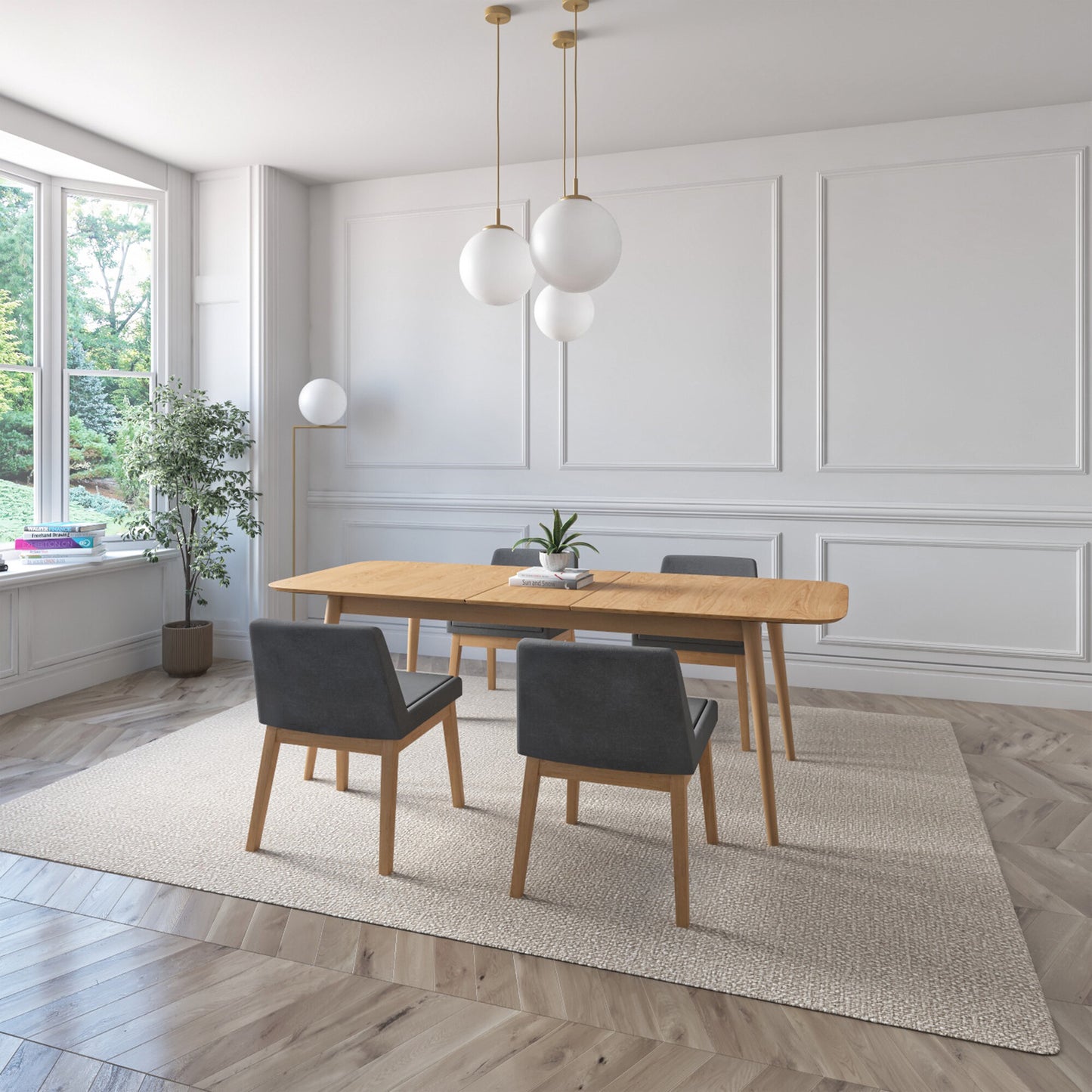 Juego de Comedor Extensible Cali de Madera con 4 Sillas