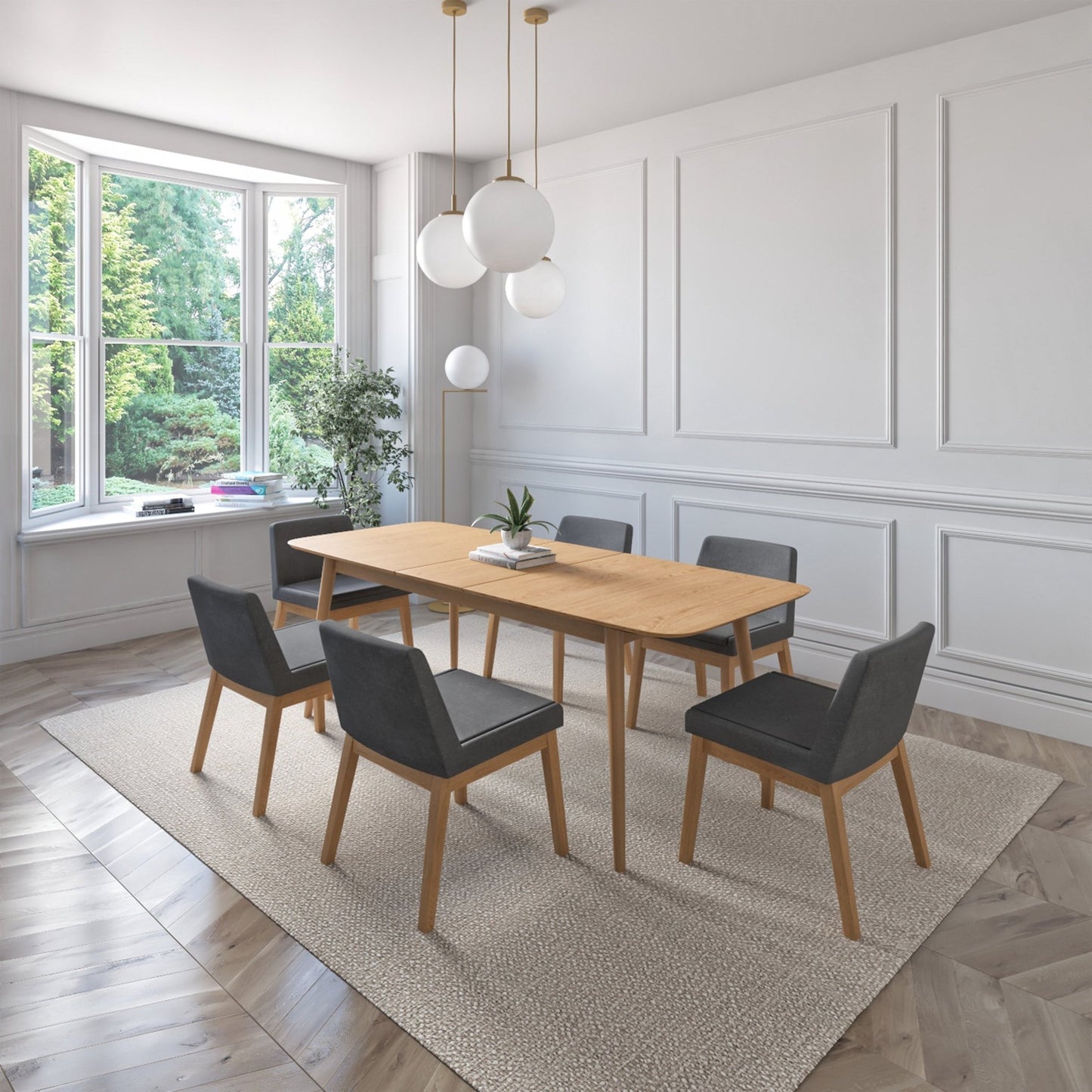 Juego de Comedor Extensible Cali de Madera con 6 Sillas