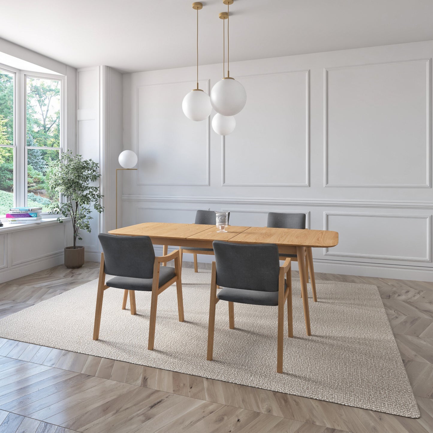 Juego de Comedor Extensible Seul de Madera con 4 Sillas