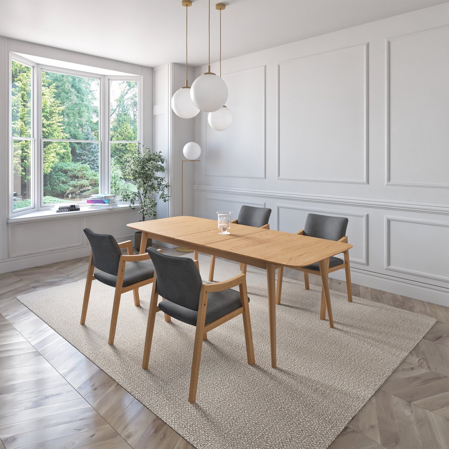 Juego de Comedor Extensible Seul de Madera con 4 Sillas