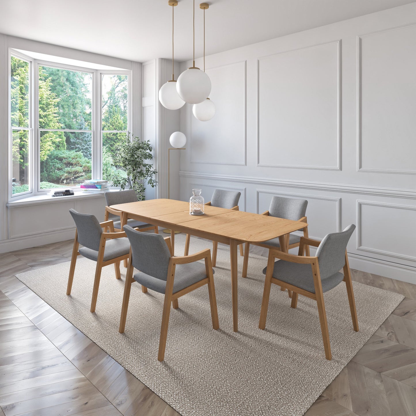 Juego de Comedor Extensible Seul de Madera con 6 Sillas