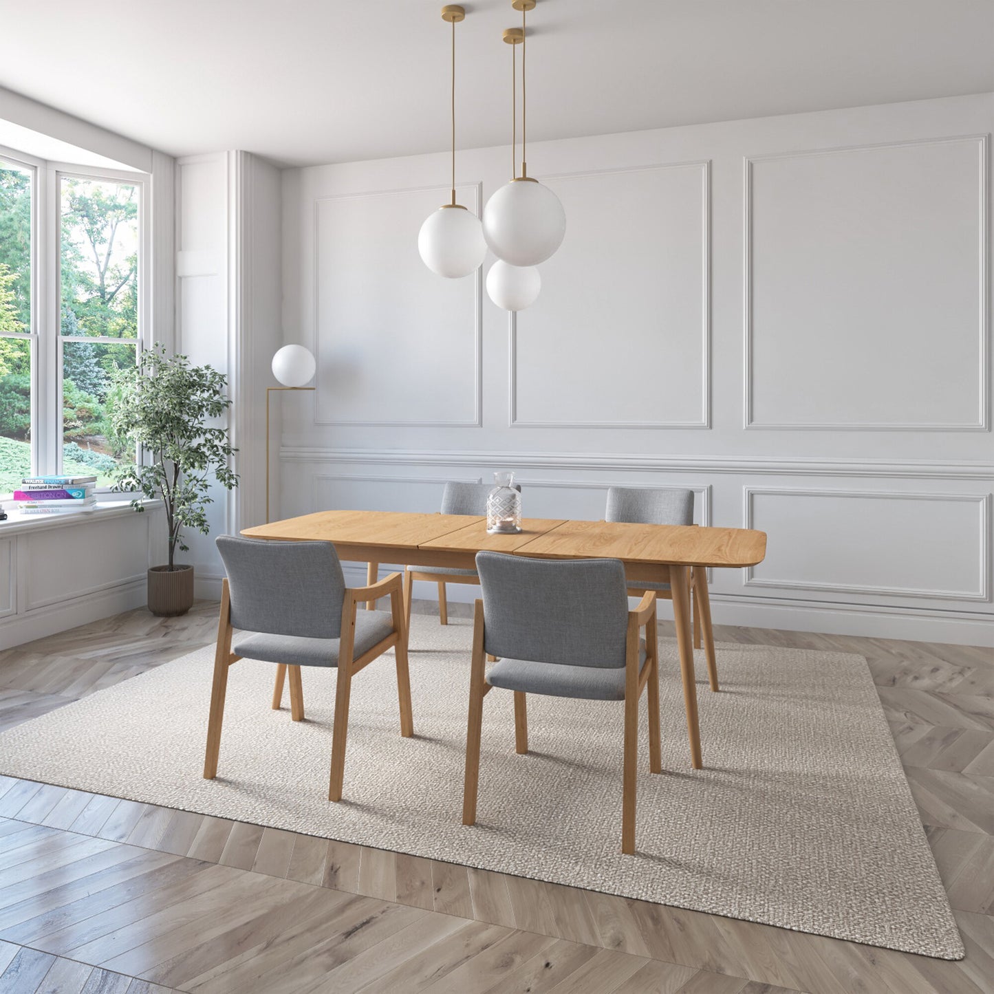 Juego de Comedor Extensible Seul de Madera con 4 Sillas