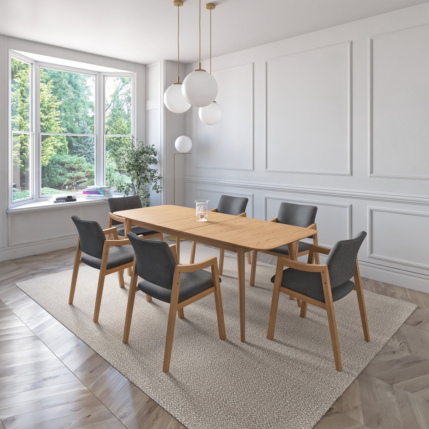 Juego de Comedor Extensible Seul de Madera con 6 Sillas