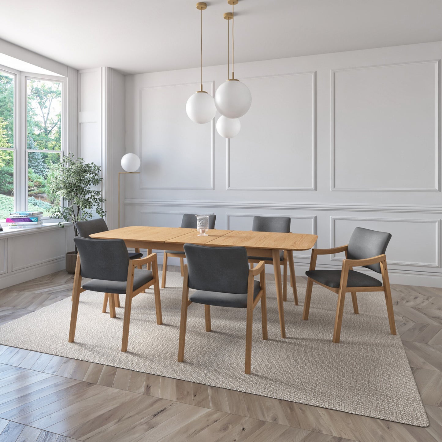 Juego de Comedor Extensible Seul de Madera con 6 Sillas