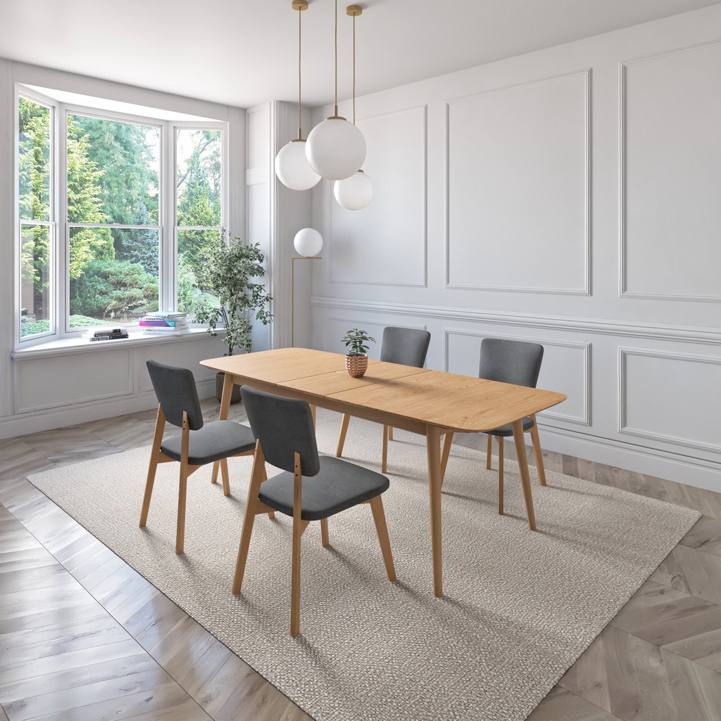 Juego de Comedor Extensible Rio de Madera con 4 Sillas