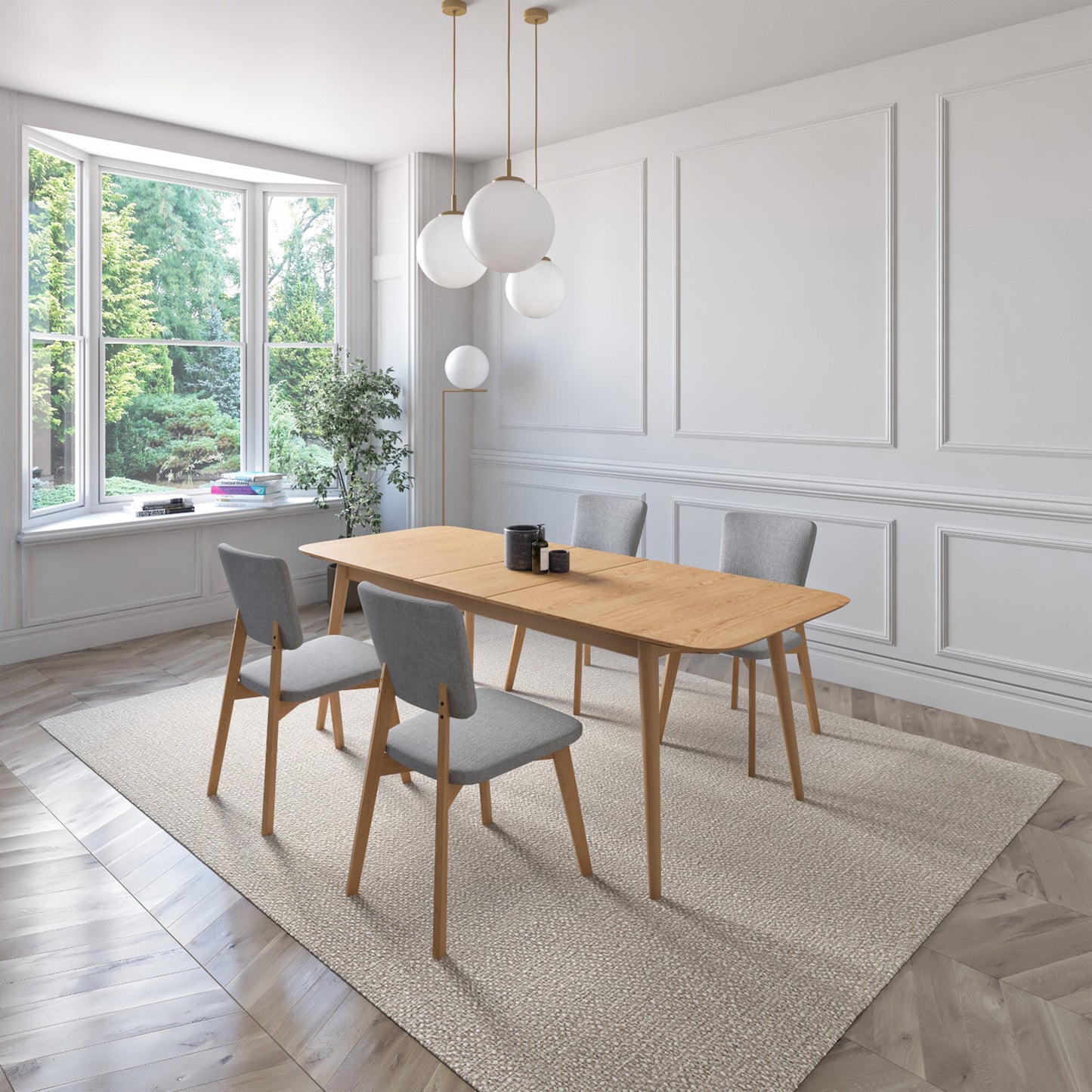 Juego de Comedor Extensible Rio de Madera con 4 Sillas