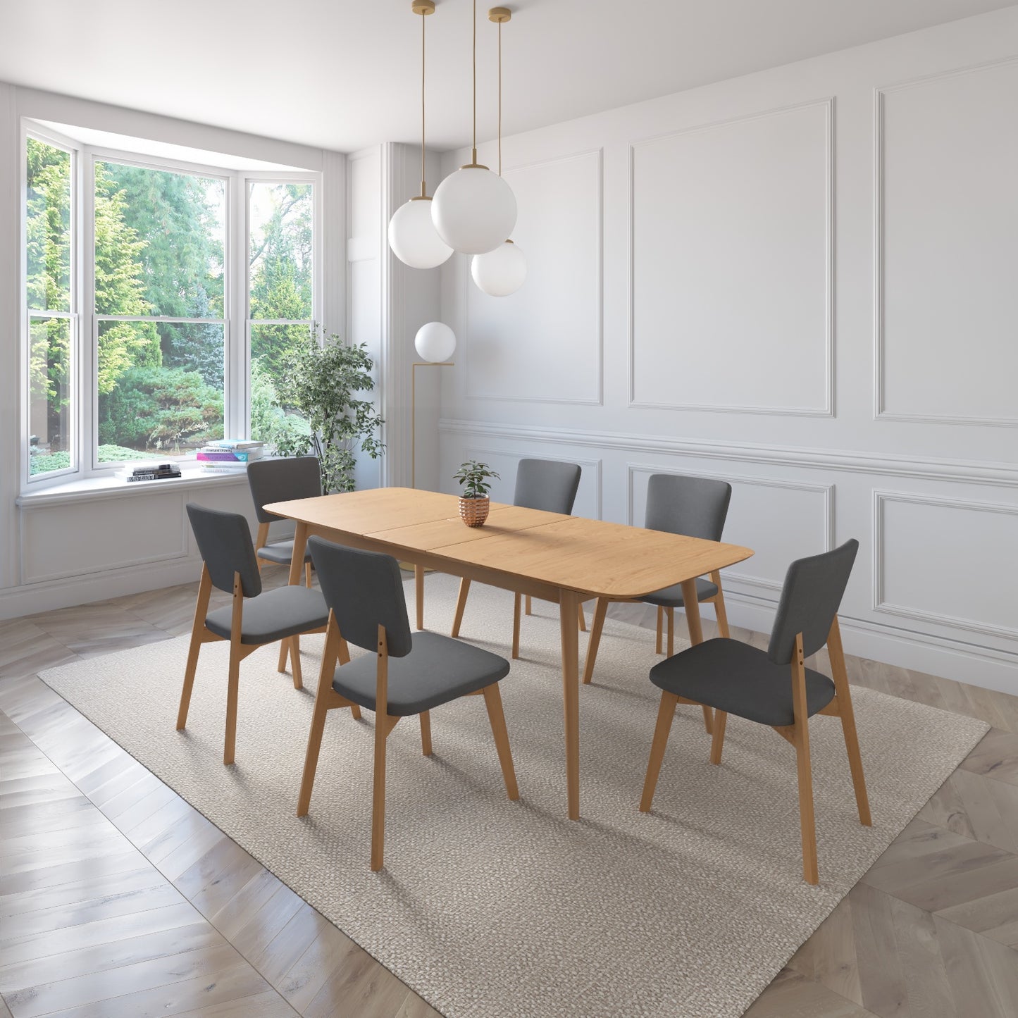 Juego de Comedor Extensible Rio de Madera con 6 Sillas