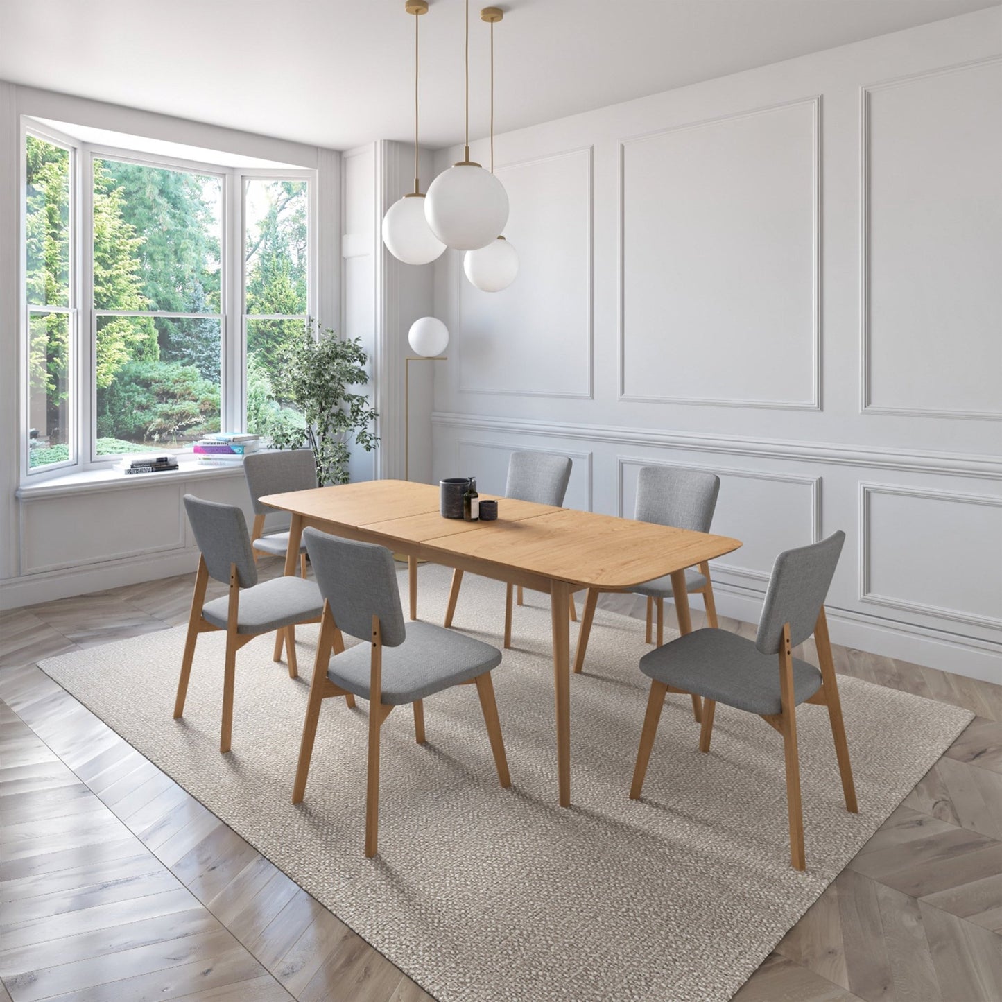 Juego de Comedor Extensible Rio de Madera con 6 Sillas