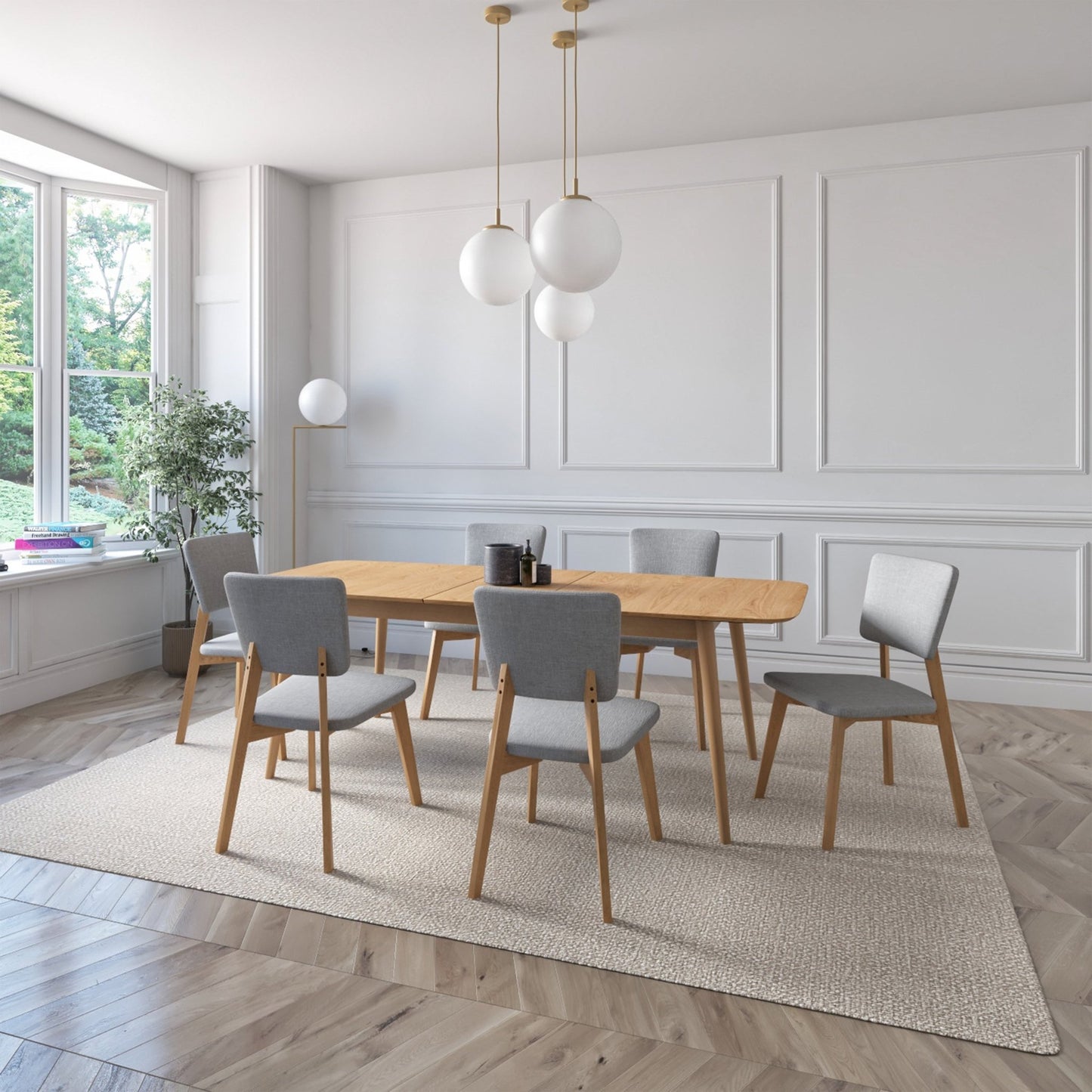 Juego de Comedor Extensible Rio de Madera con 6 Sillas