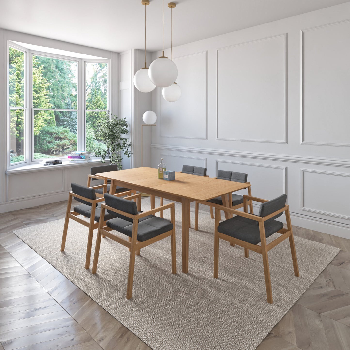 Juego de Comedor Extensible Verona de Madera con 6 Sillas