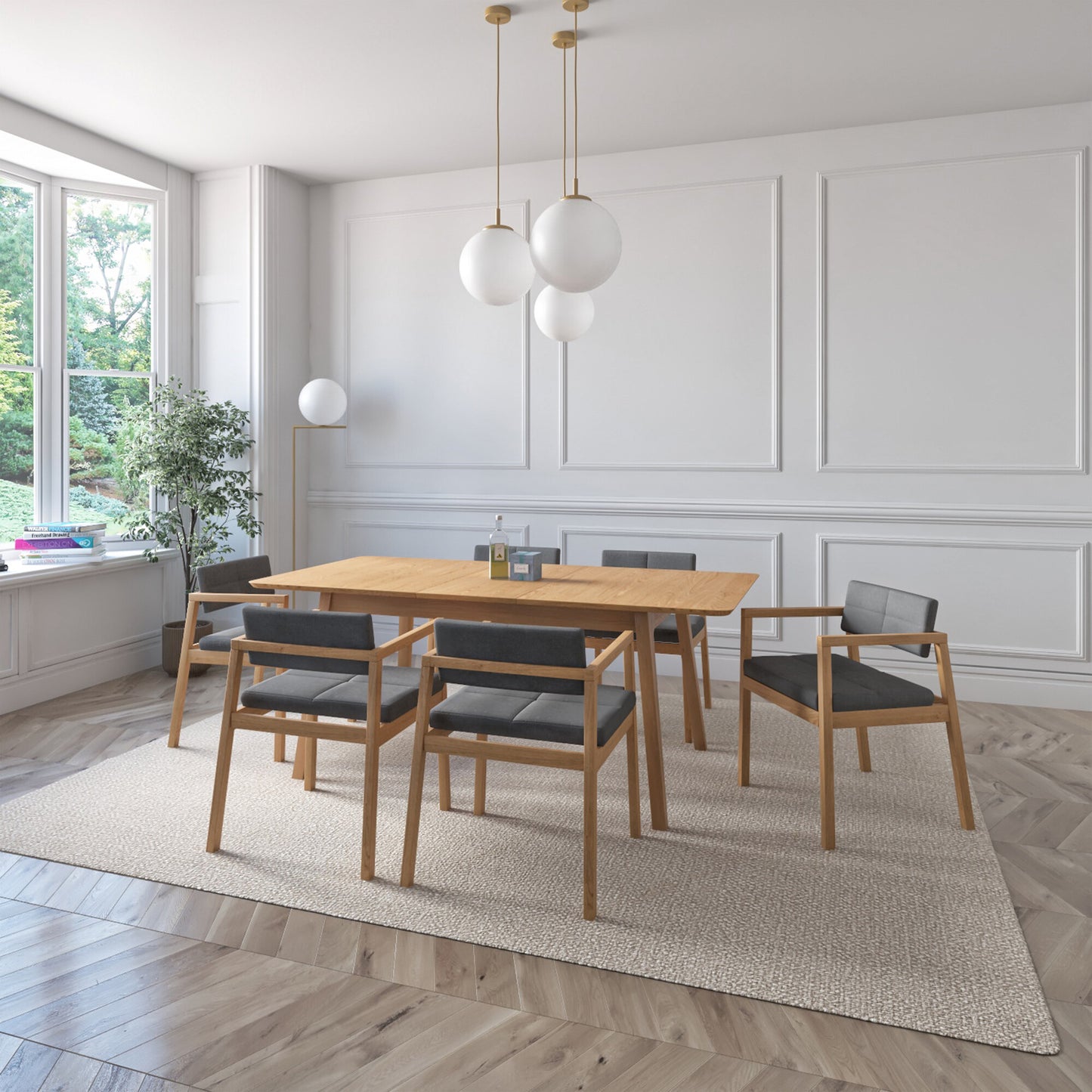 Juego de Comedor Extensible Verona de Madera con 6 Sillas