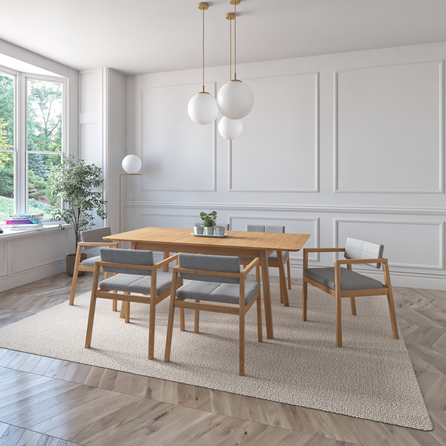 Juego de Comedor Extensible Verona de Madera con 6 Sillas