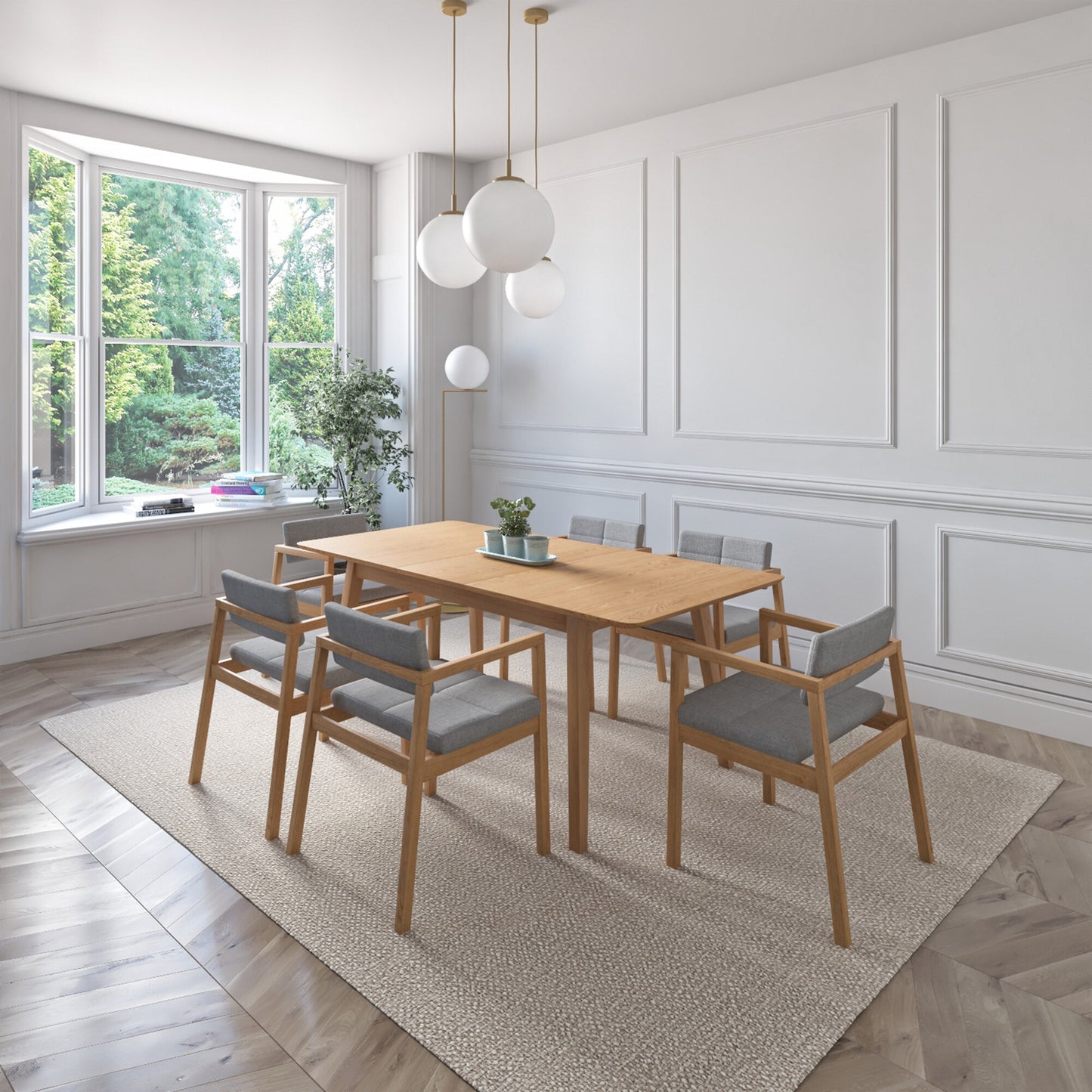 Juego de Comedor Extensible Verona de Madera con 6 Sillas