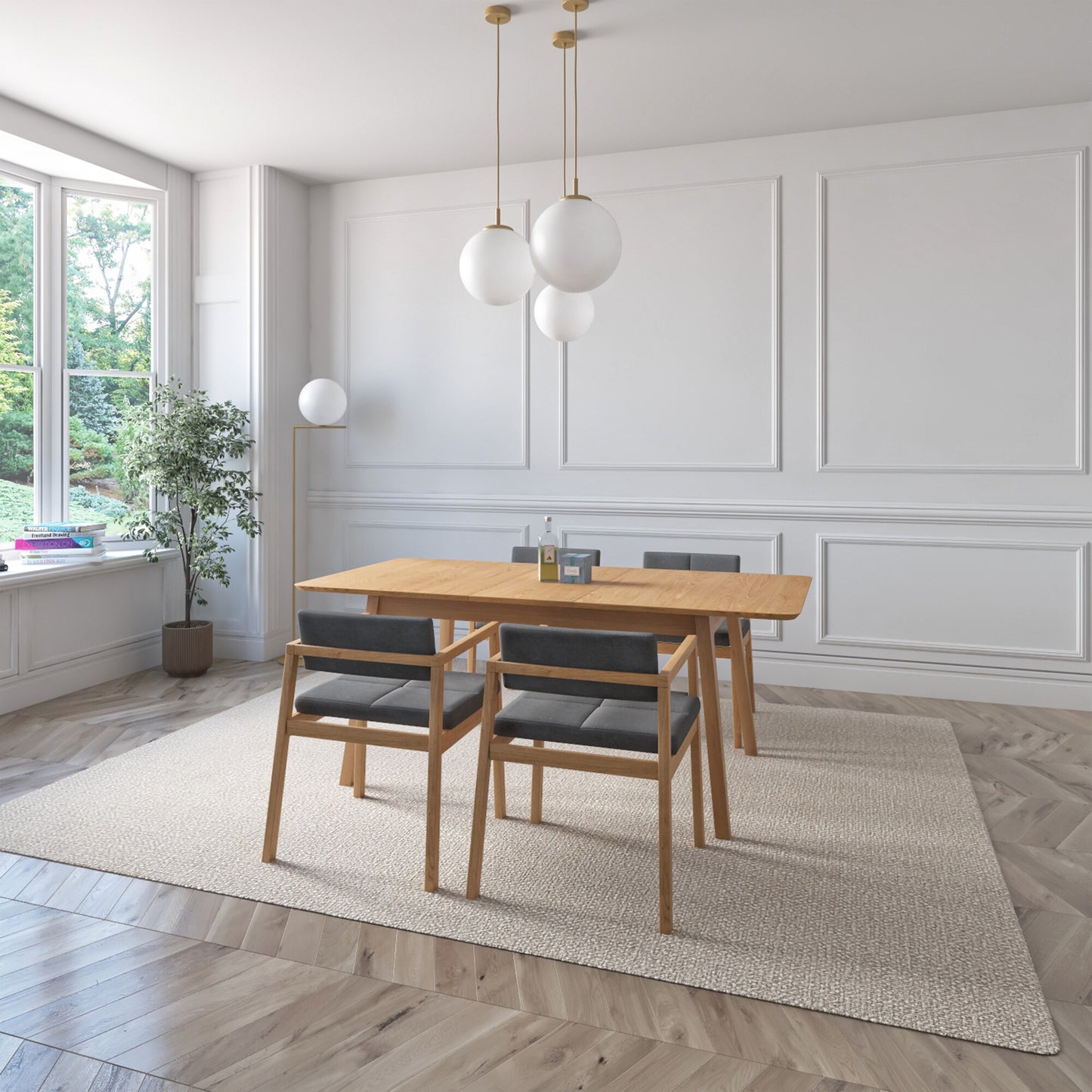 Juego de Comedor Extensible Verona de Madera con 4 Sillas