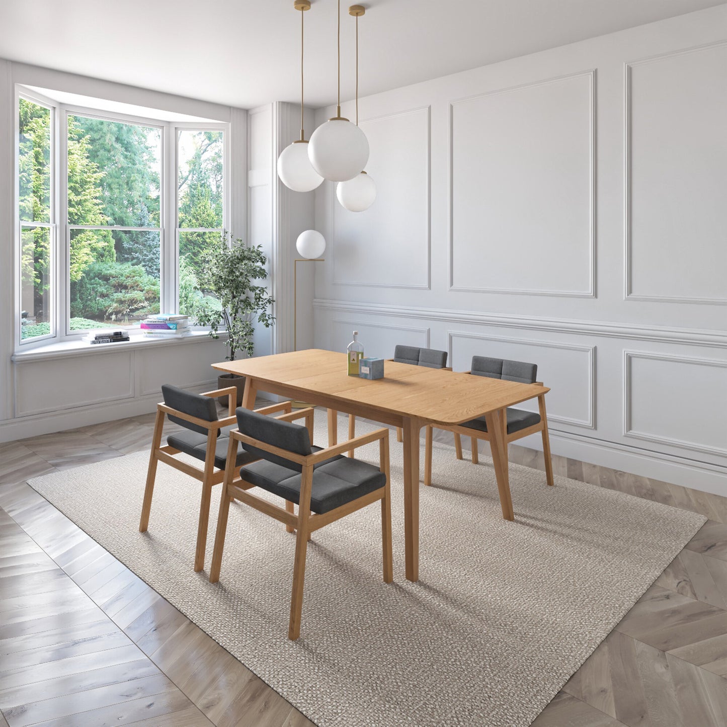 Juego de Comedor Extensible Verona de Madera con 4 Sillas