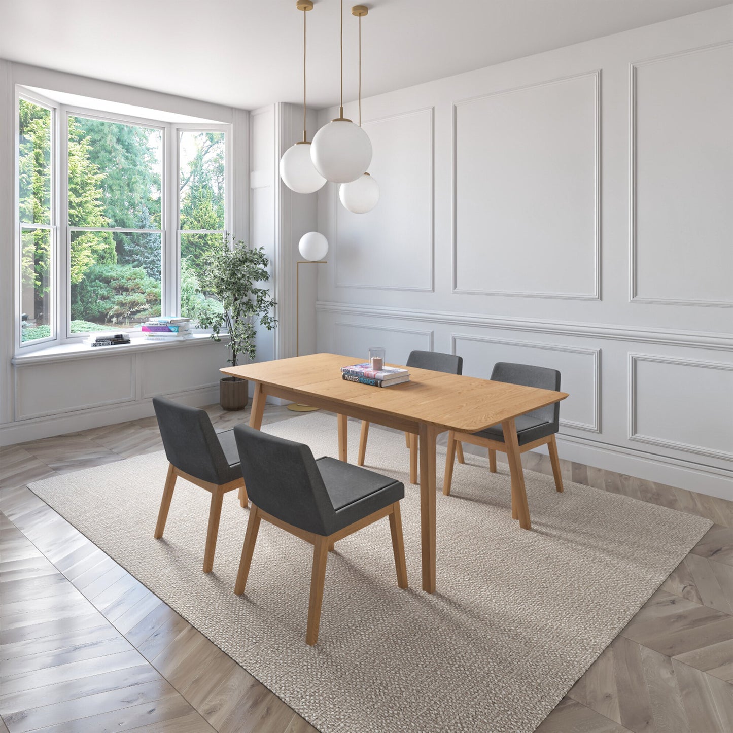 Juego de Comedor Extensible Milan de Madera con 4 Sillas