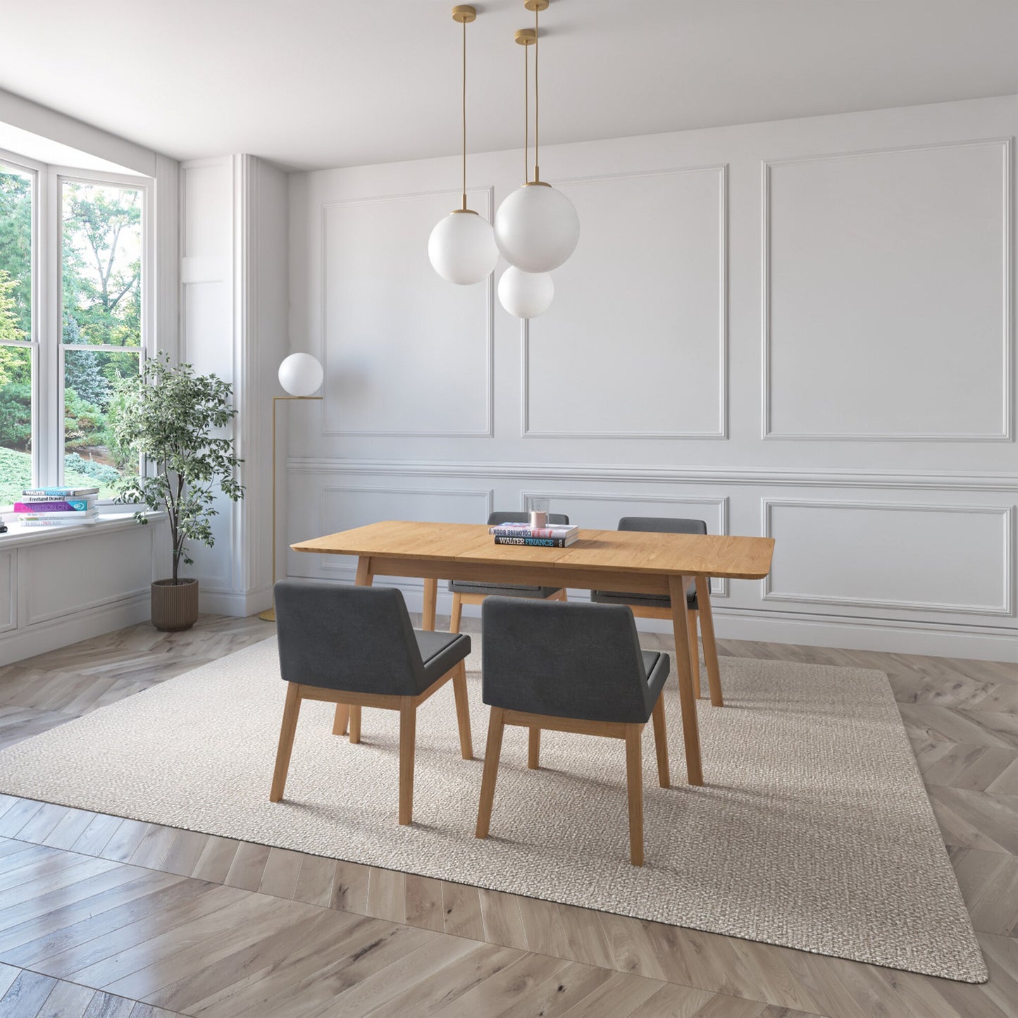 Juego de Comedor Extensible Milan de Madera con 4 Sillas