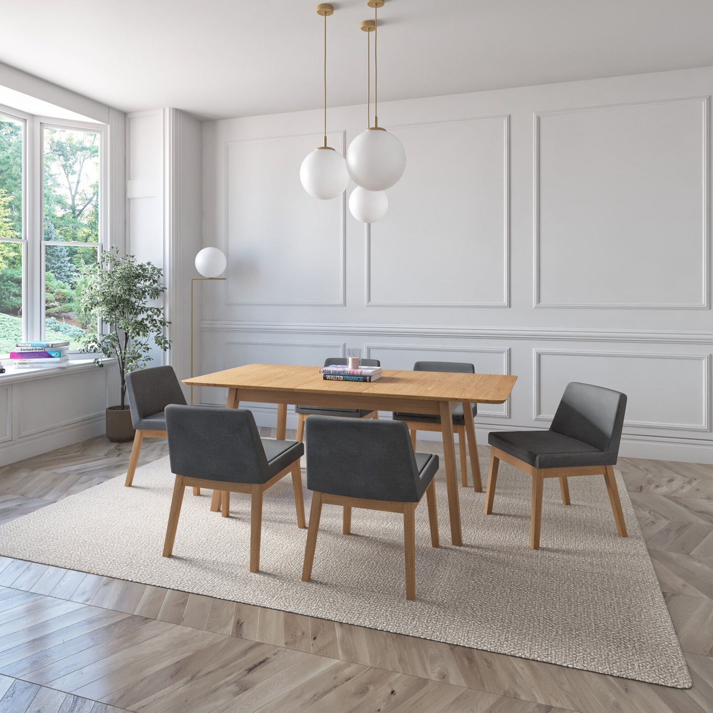 Juego de Comedor Extensible Milan de Madera con 6 Sillas