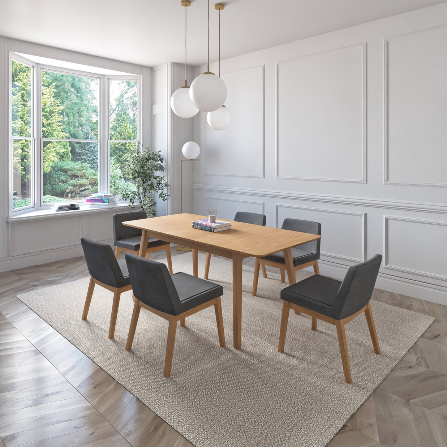 Juego de Comedor Extensible Milan de Madera con 6 Sillas