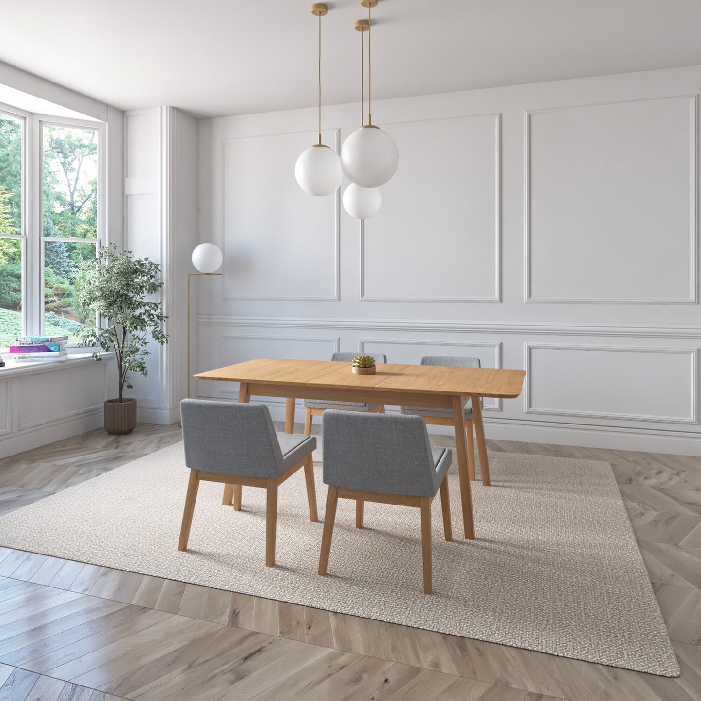 Juego de Comedor Extensible Milan de Madera con 4 Sillas