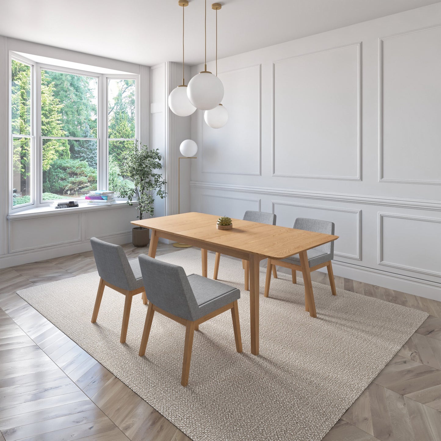 Juego de Comedor Extensible Milan de Madera con 4 Sillas