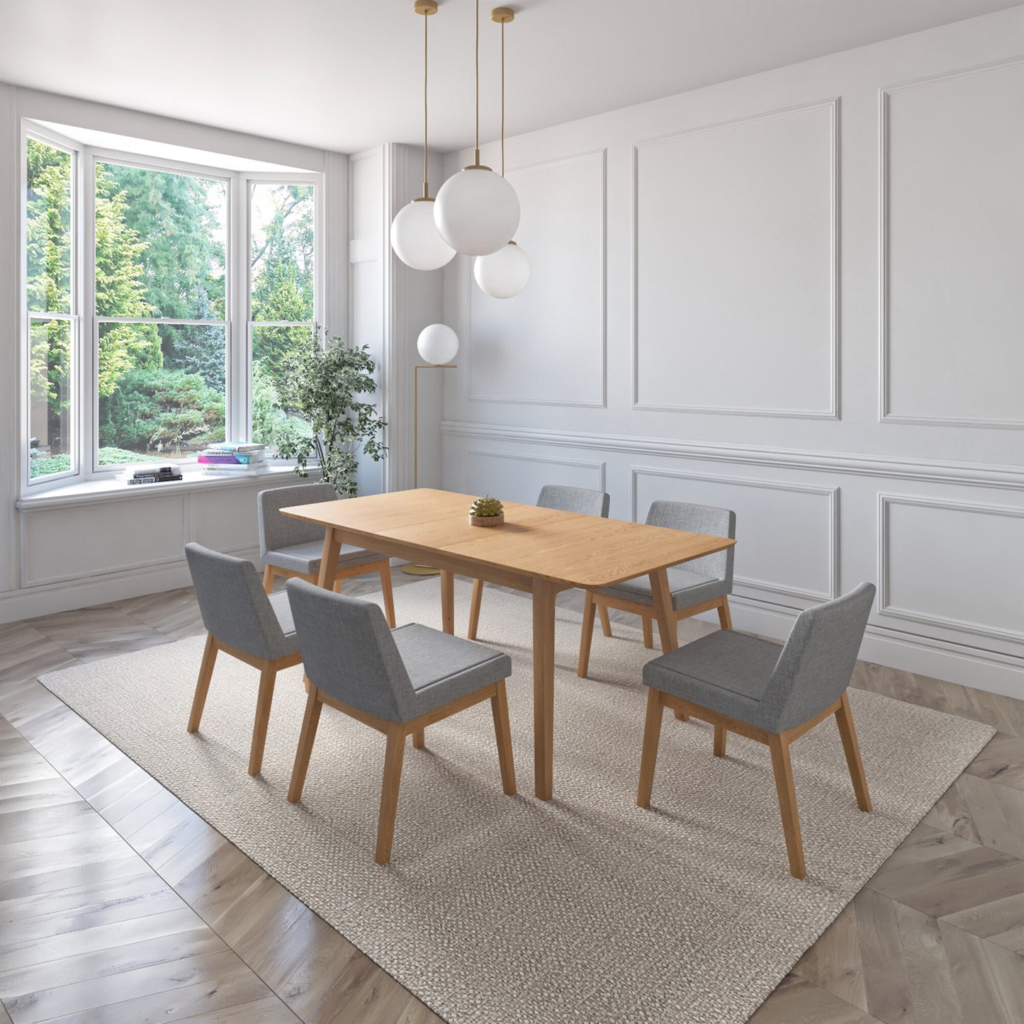 Juego de Comedor Extensible Milan de Madera con 6 Sillas