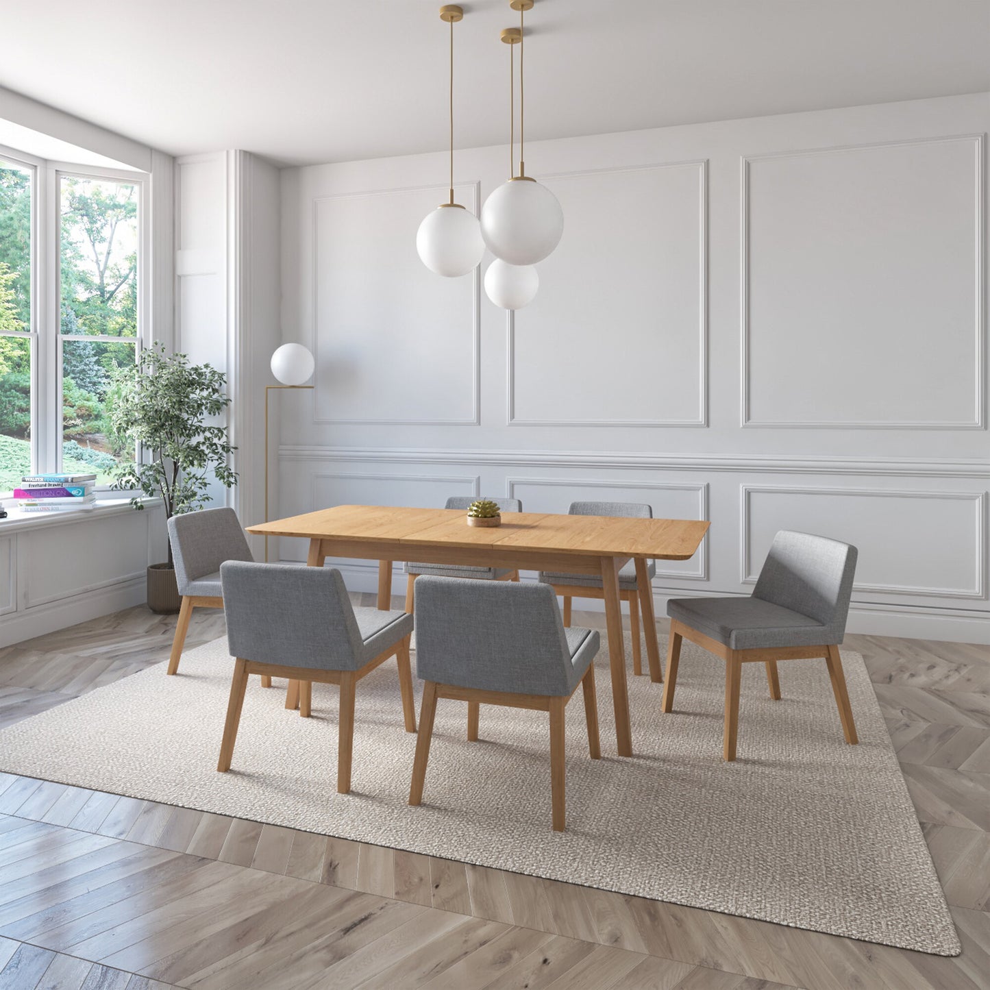 Juego de Comedor Extensible Milan de Madera con 6 Sillas