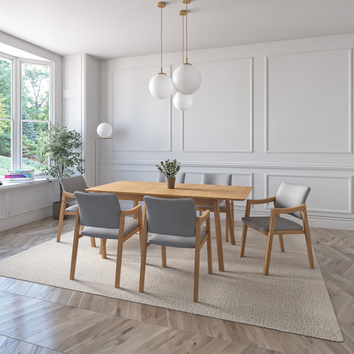 Juego de Comedor Extensible Maui de Madera con 6 Sillas