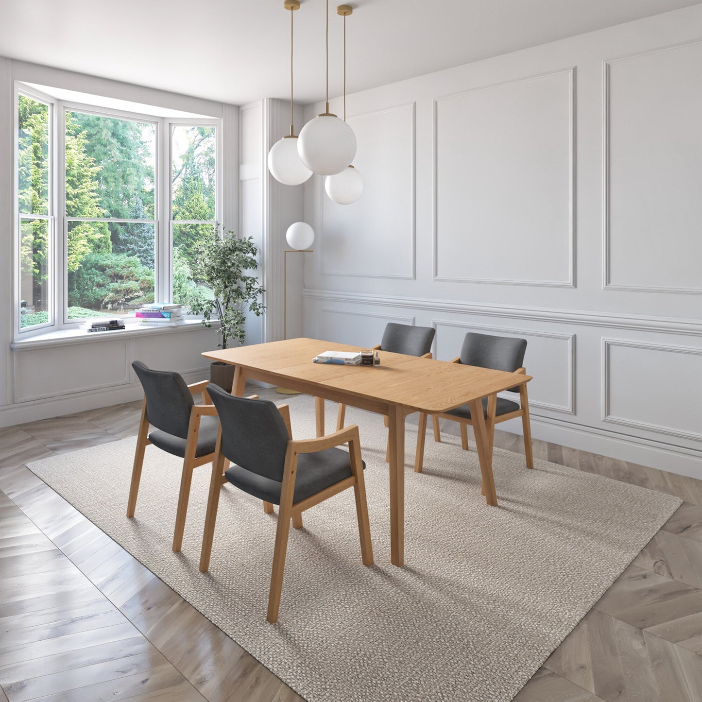 Juego de Comedor Extensible Maui de Madera con 4 Sillas