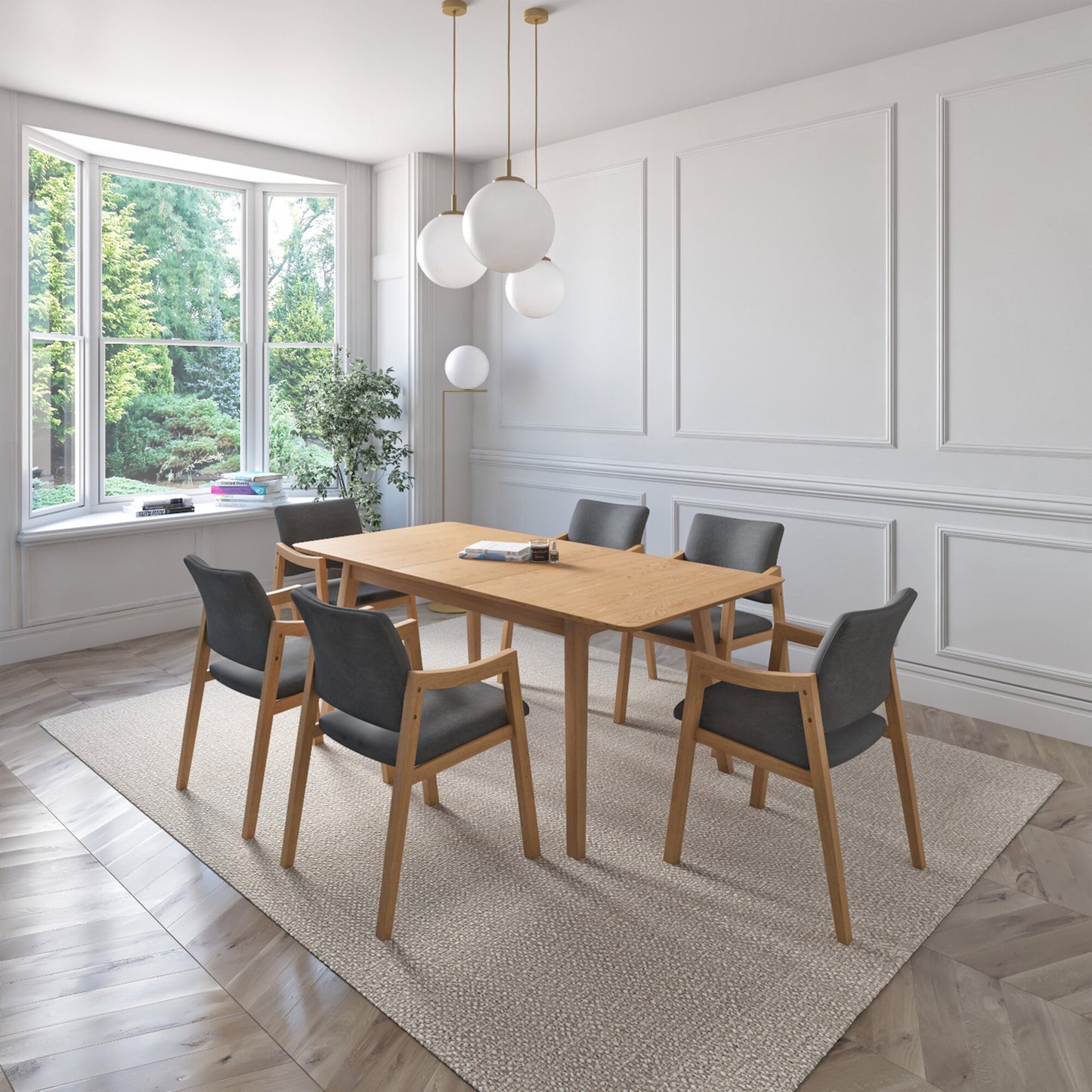 Juego de Comedor Extensible Maui de Madera con 6 Sillas