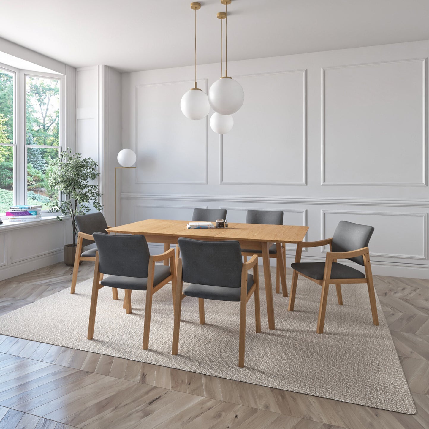 Juego de Comedor Extensible Maui de Madera con 6 Sillas