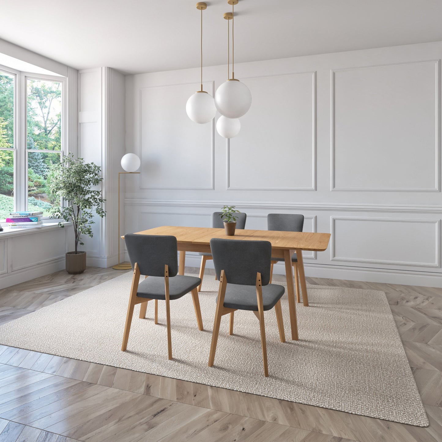 Juego de Comedor Extensible Lima de Madera con 4 Sillas