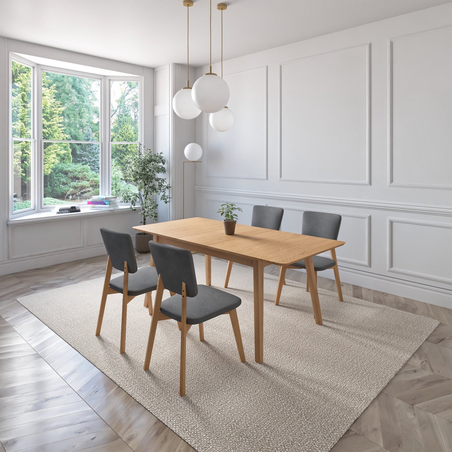 Juego de Comedor Extensible Lima de Madera con 4 Sillas