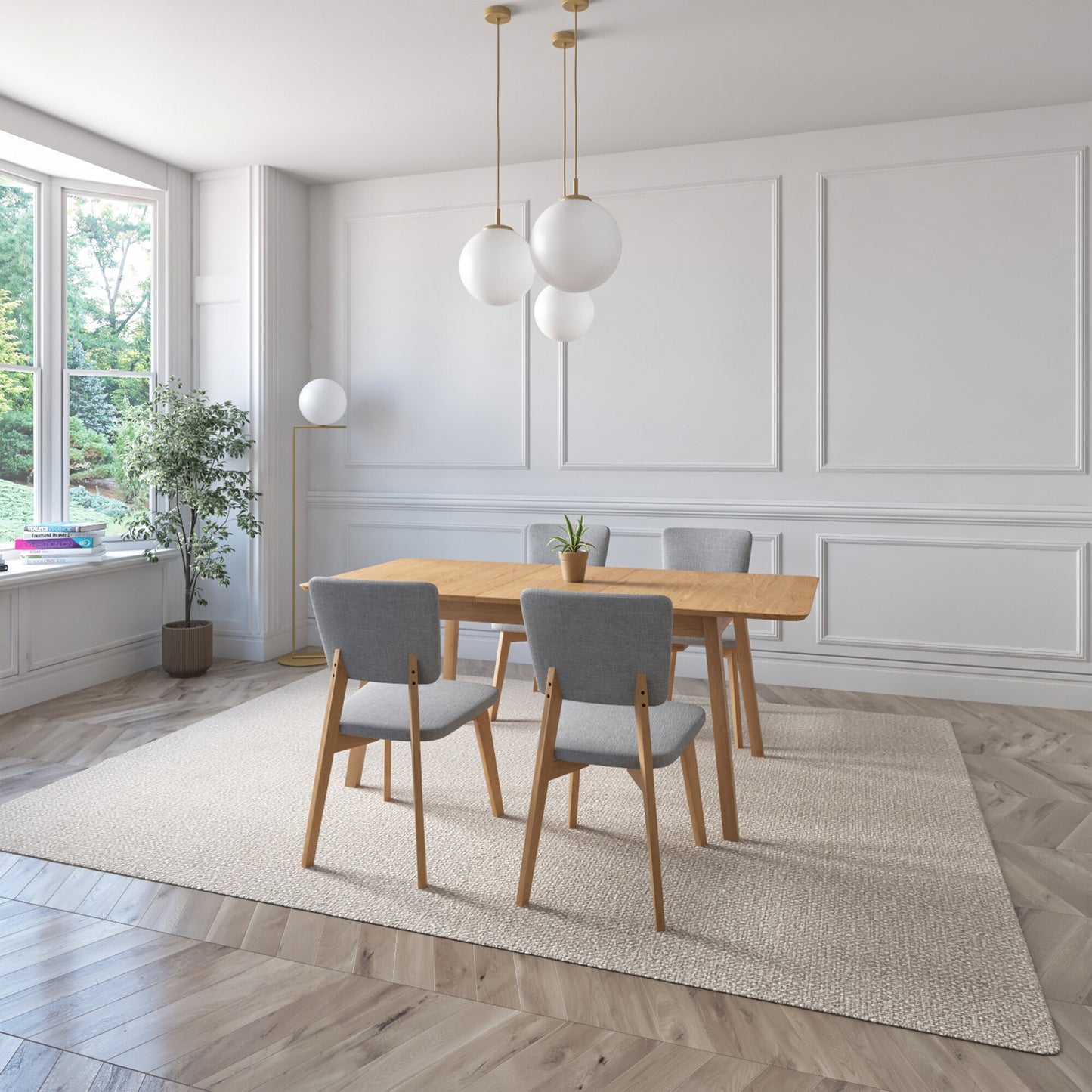 Juego de Comedor Extensible Lima de Madera con 4 Sillas