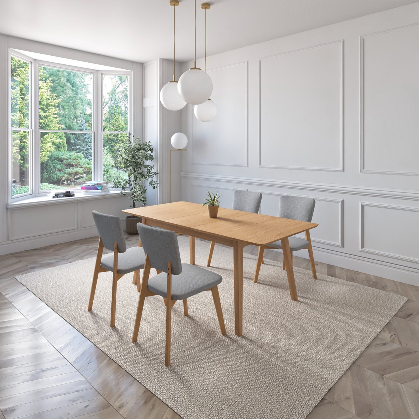 Juego de Comedor Extensible Lima de Madera con 4 Sillas