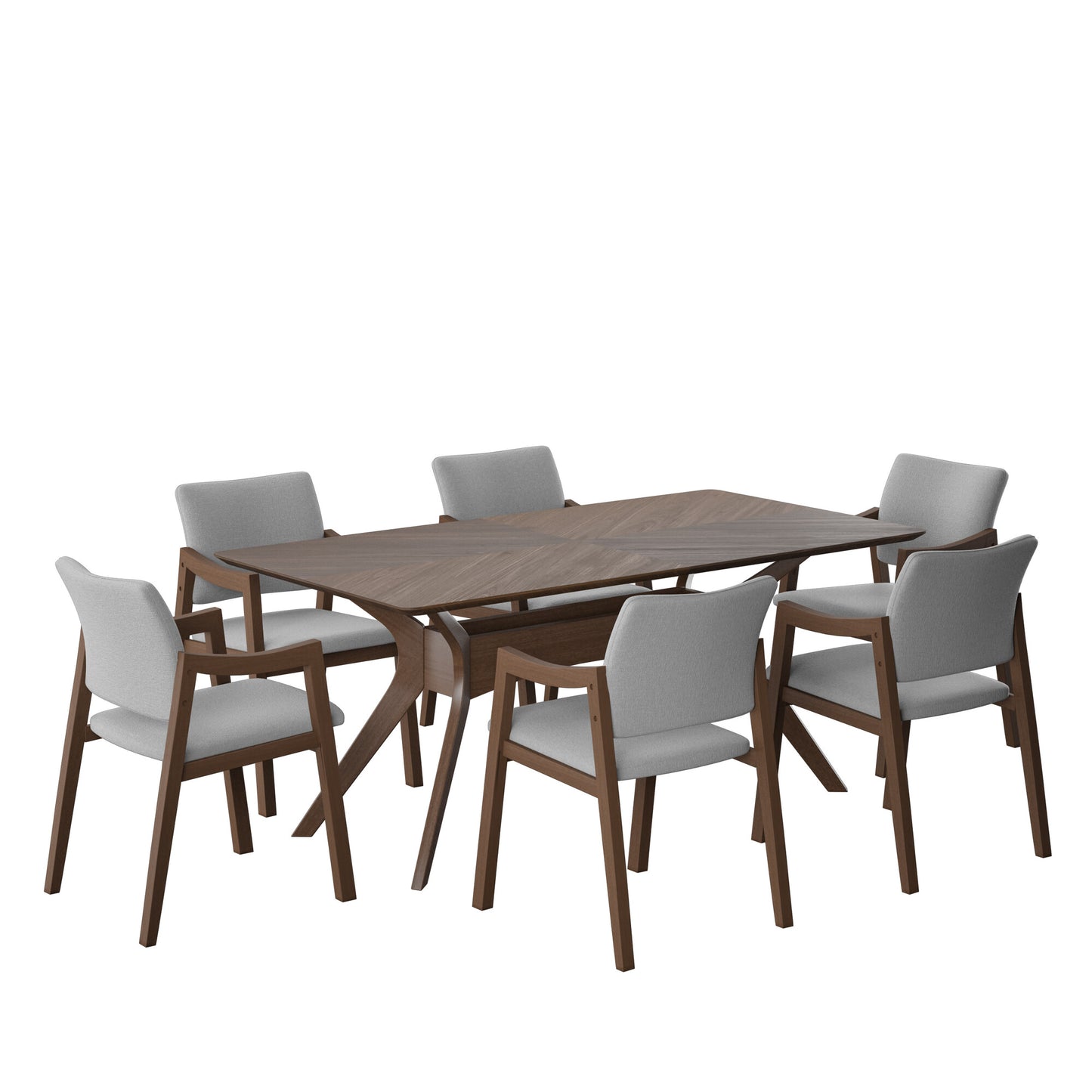 Juego de Comedor Ibiza de Madera con 6 Sillas Tapizadas