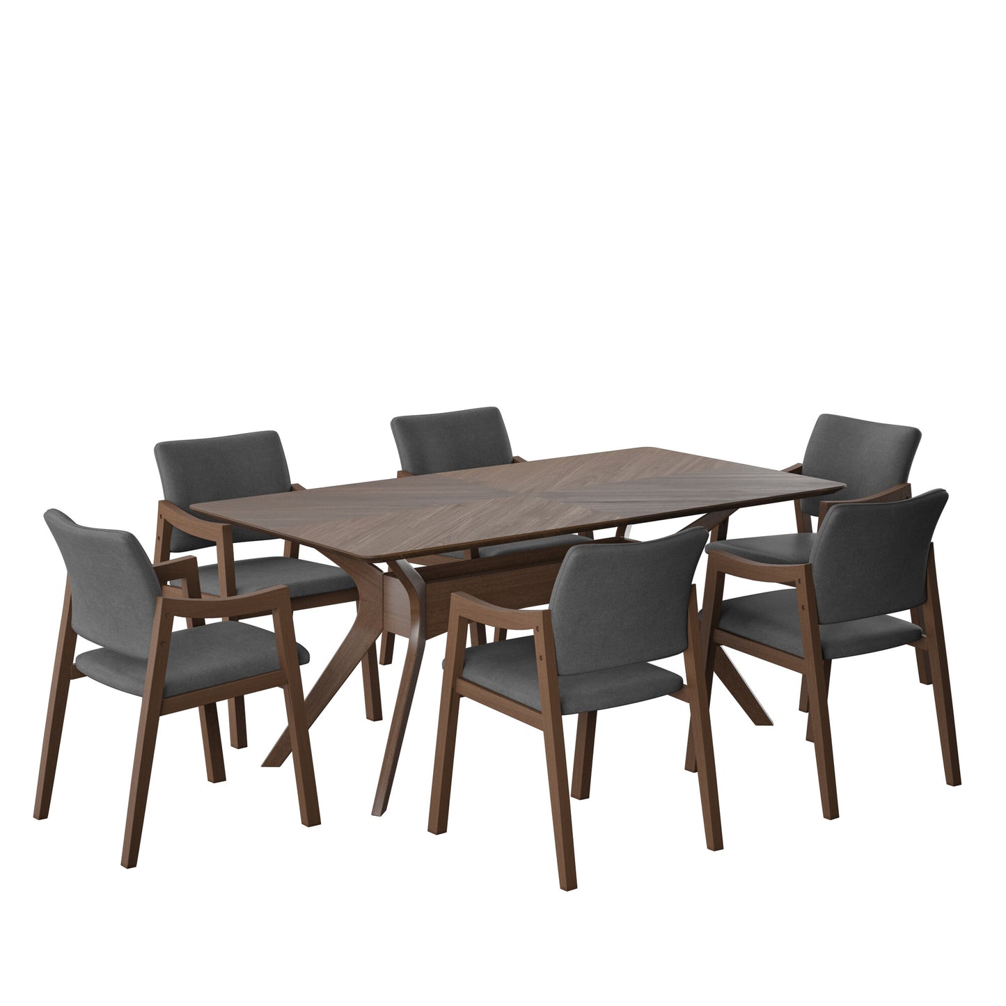 Juego de Comedor Ibiza de Madera con 6 Sillas Tapizadas