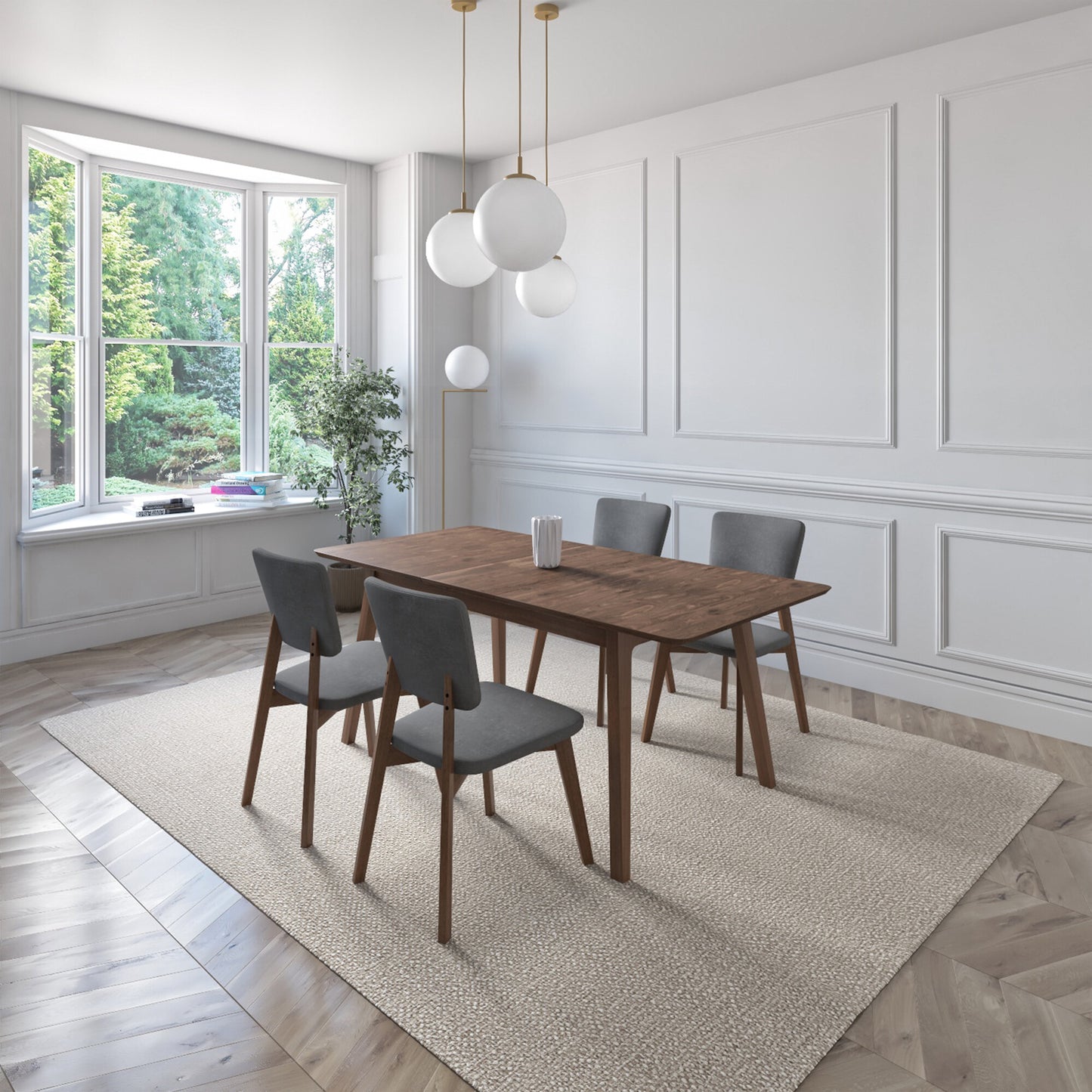 Juego de Comedor Extensible Lima de Madera con 4 Sillas