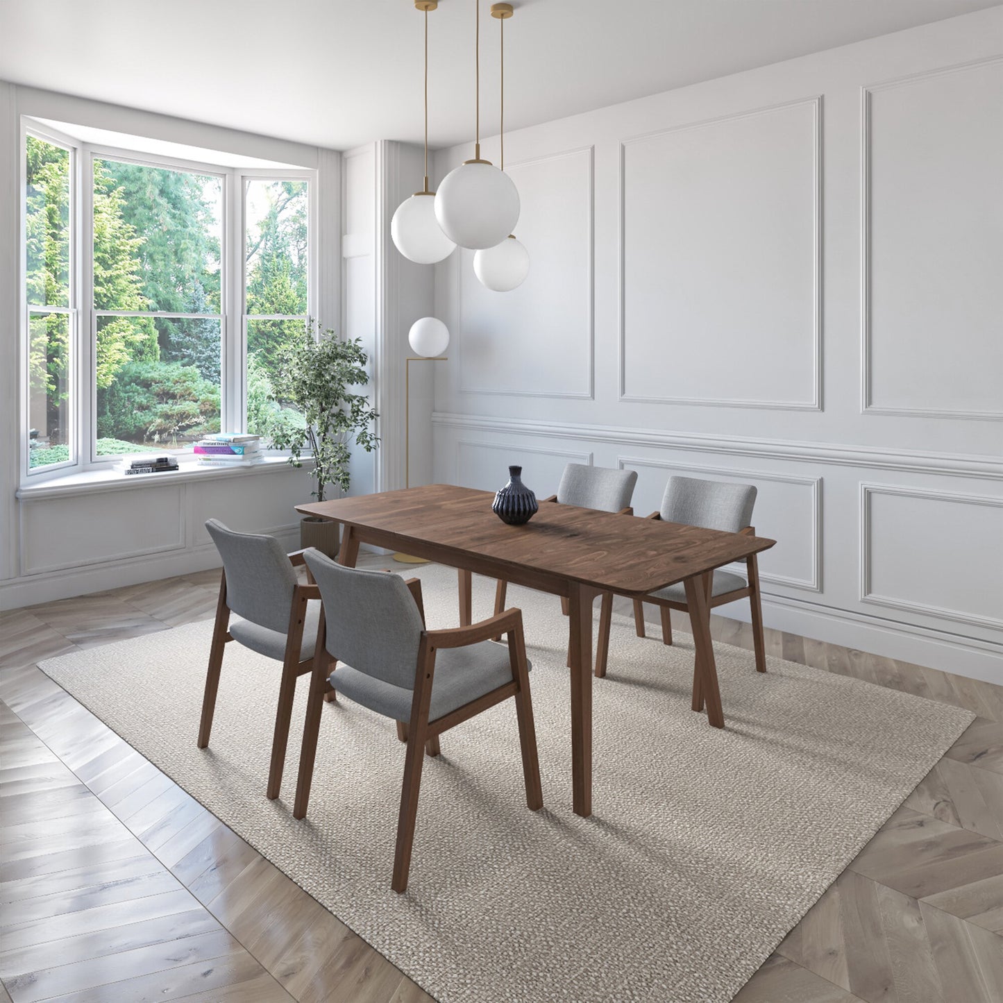 Juego de Comedor Extensible Maui de Madera con 4 Sillas