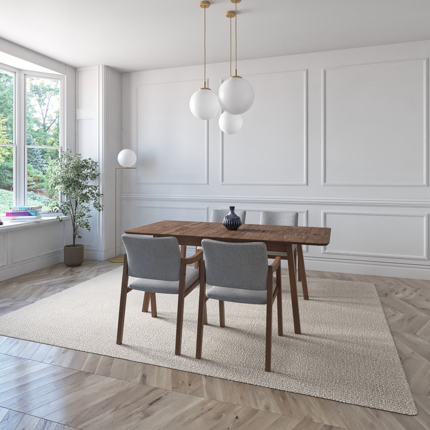 Juego de Comedor Extensible Maui de Madera con 4 Sillas