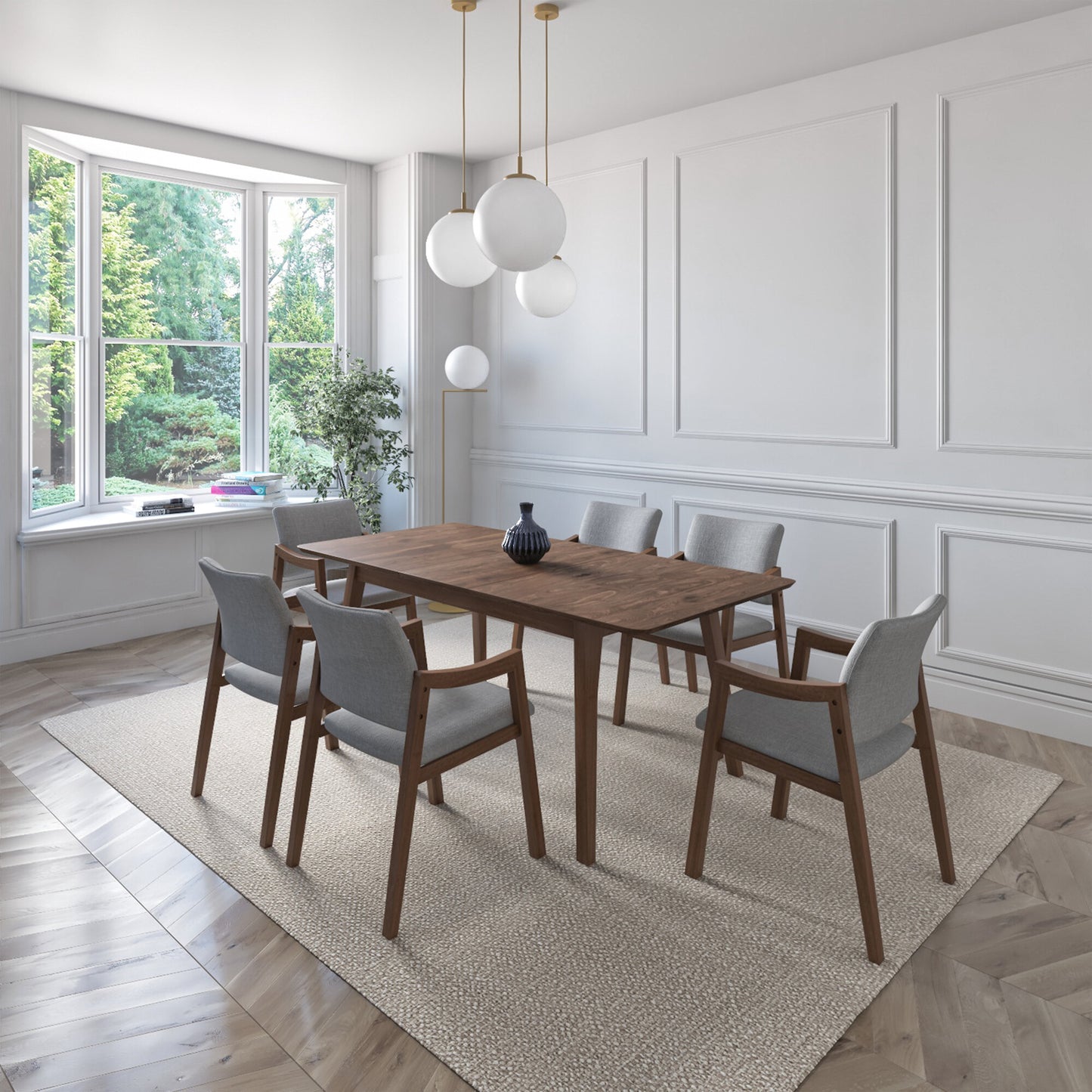 Juego de Comedor Extensible Maui de Madera con 6 Sillas