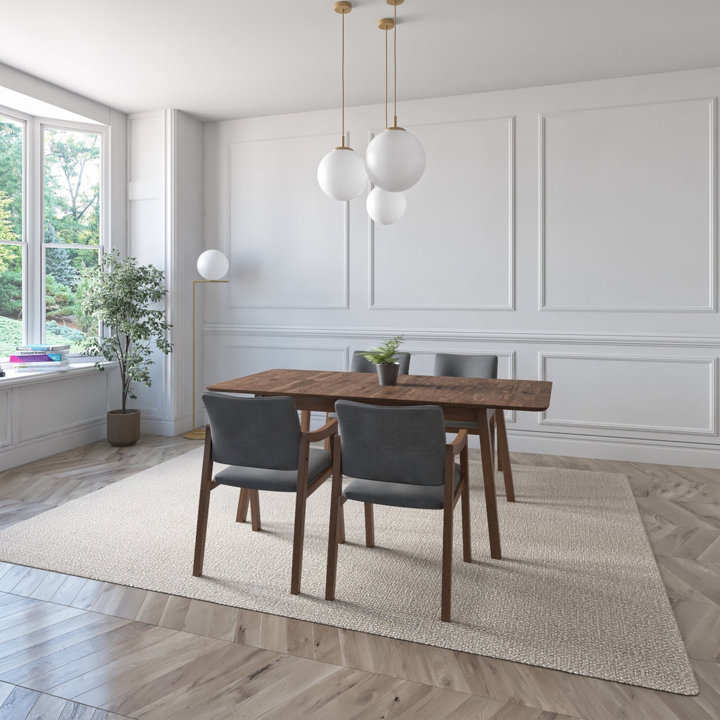 Juego de Comedor Extensible Maui de Madera con 4 Sillas